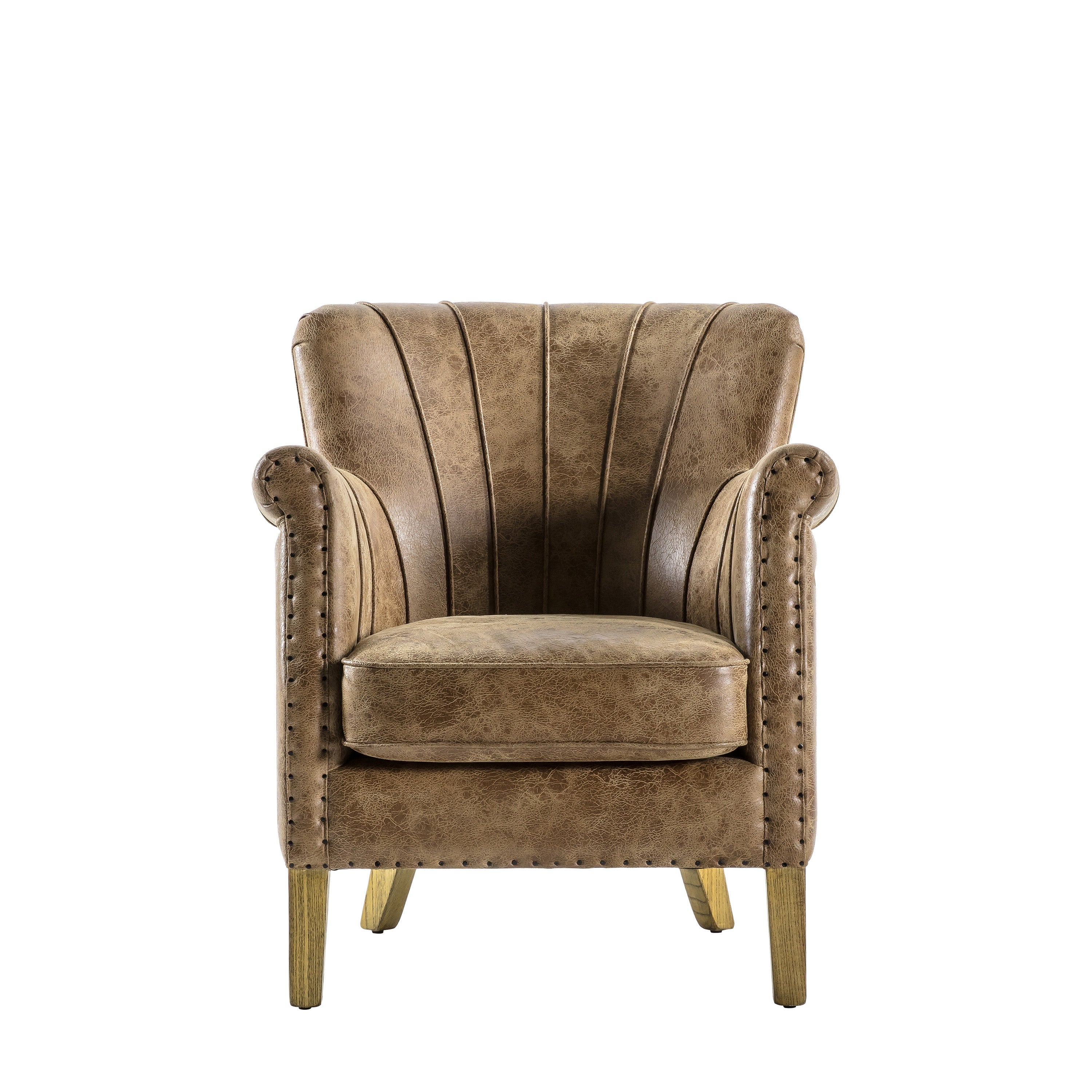 Hickman Armchair Brown Leather - Leather / Foam / Ash / Plywood | Migo Interiors