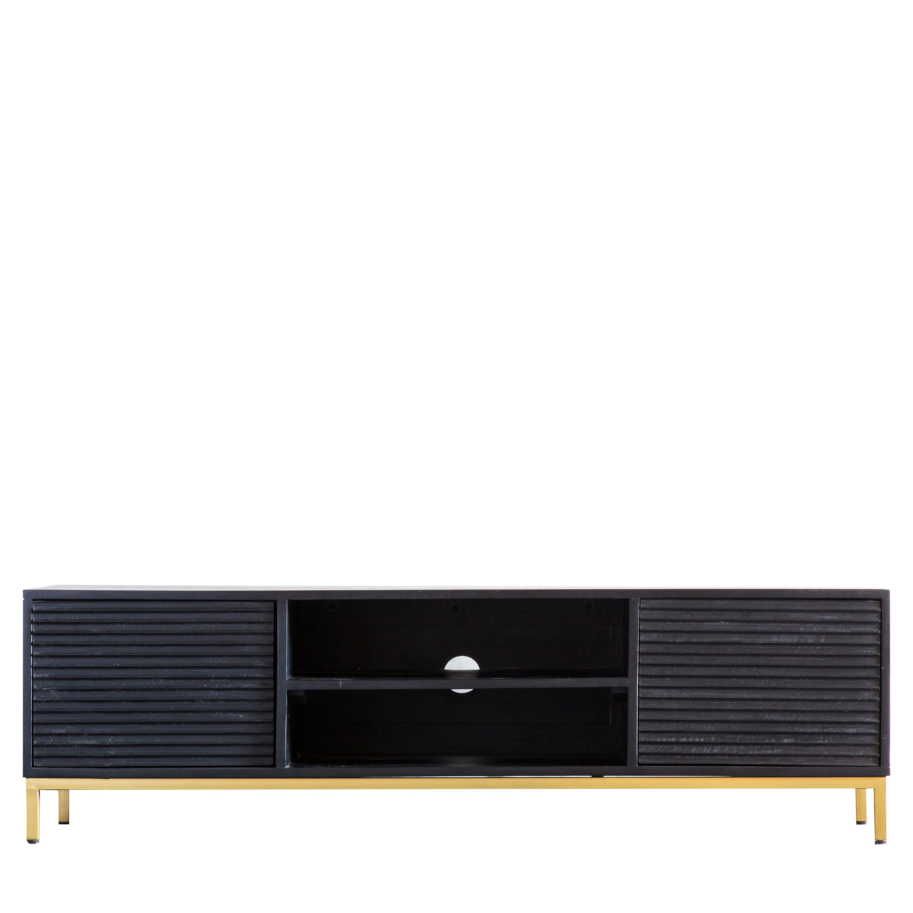 Ripple Media unit - Mango Wood / Iron / Veneered MDF | Migo Interiors