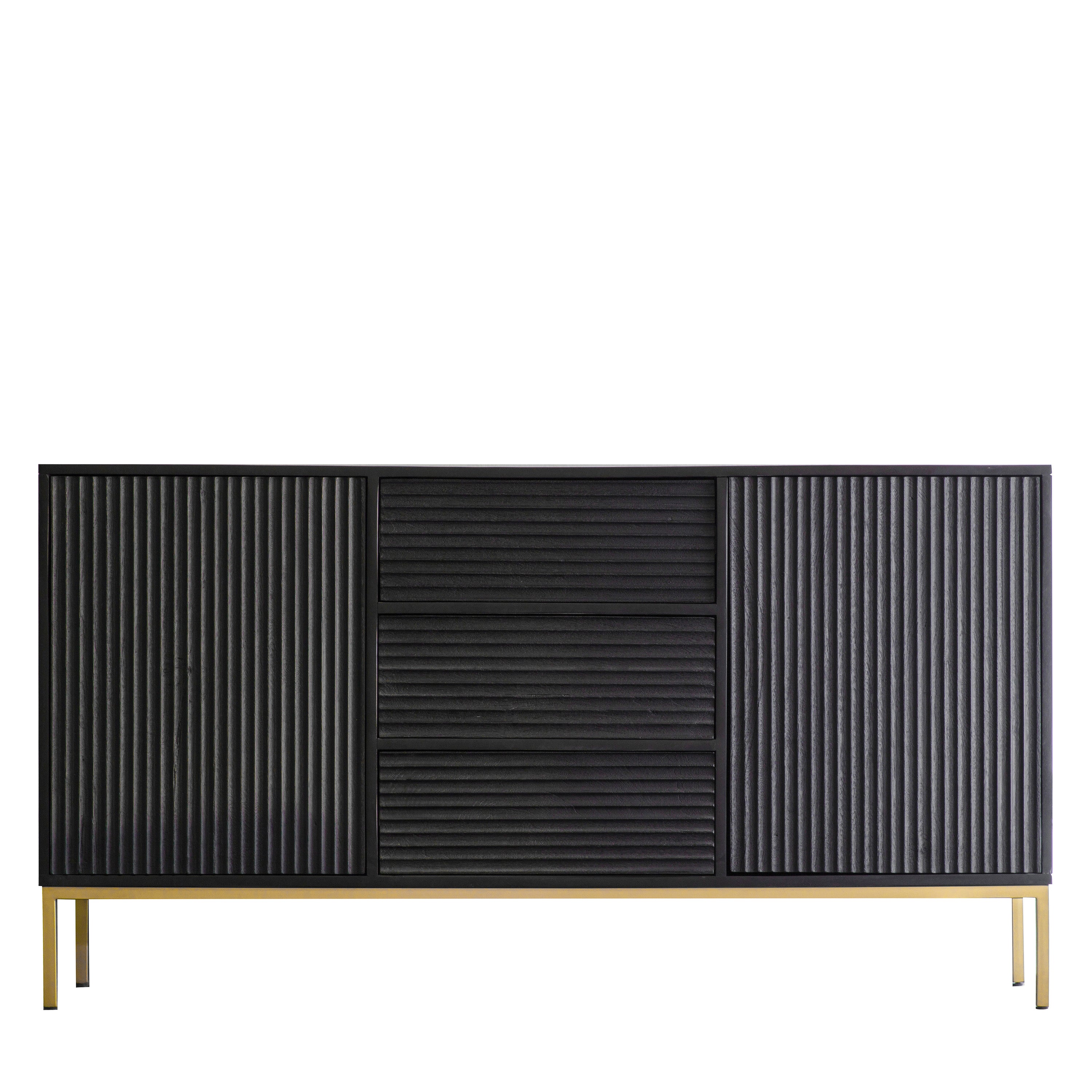 Ripple 2 Door 3 Drawer Sideboard - Mango Wood / Iron / Veneer | Migo Interiors