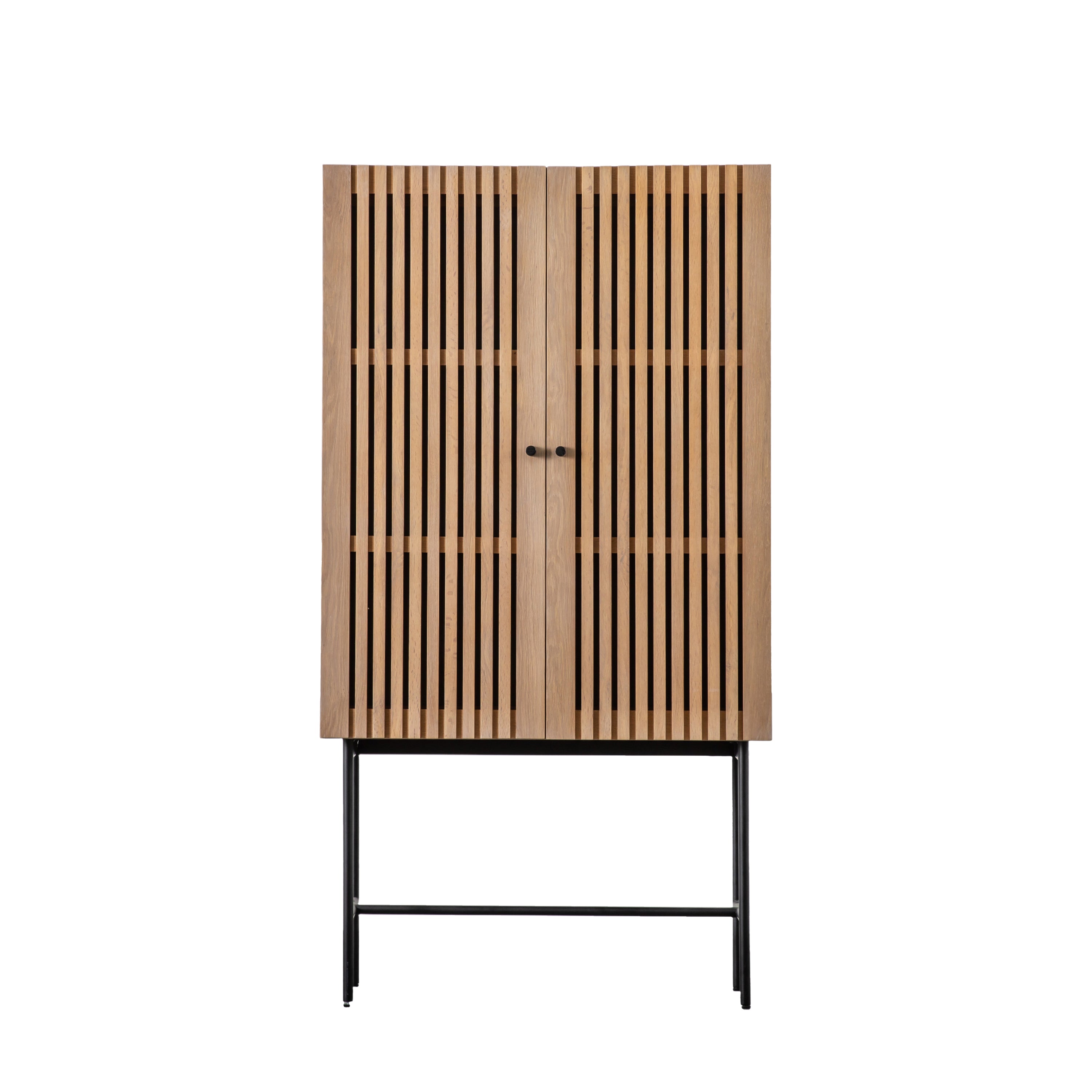 Okayama 2 Door Cocktail Cabinet - Oak / Steel / MDF | Migo Interiors