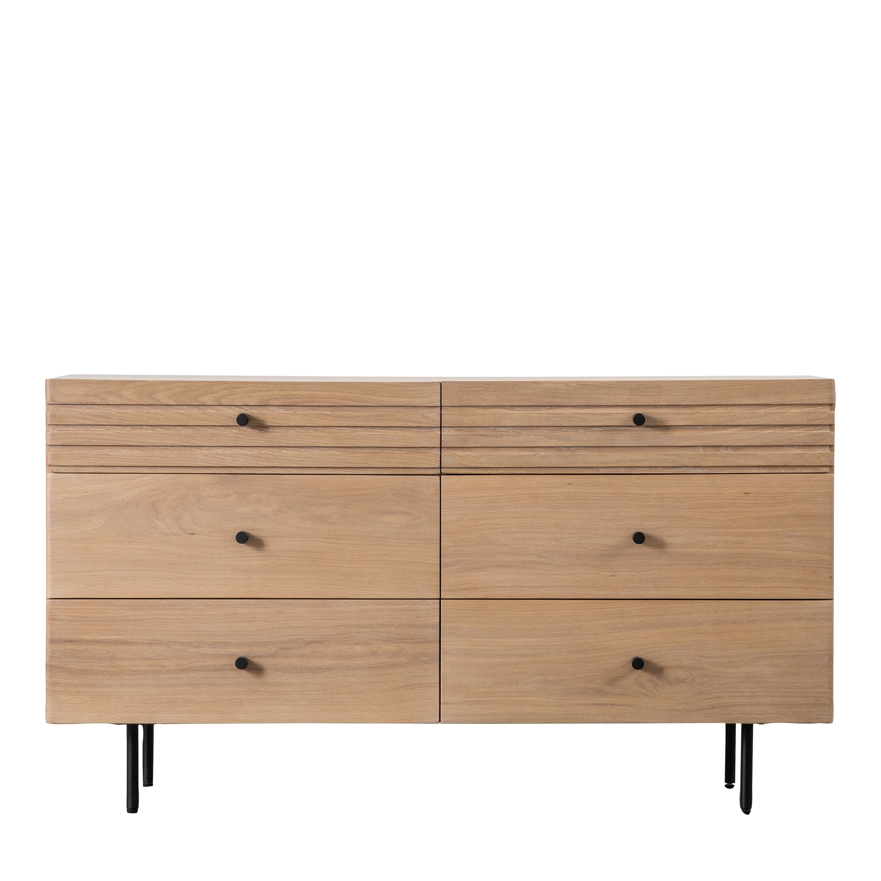 Okayama 6 Drawer Chest - Oak / Steel / MDF | Migo Interiors