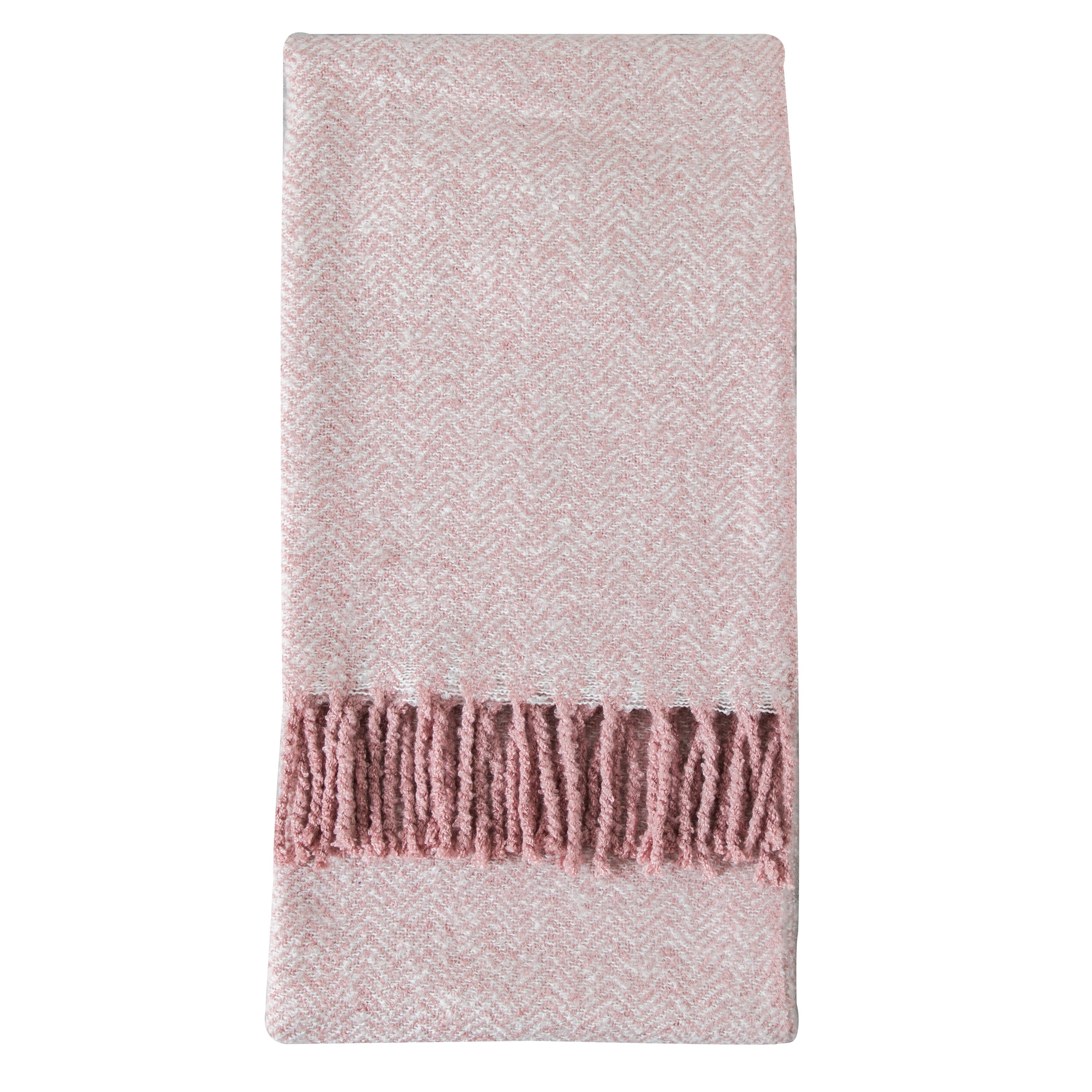 Herringbone Faux Mohair Throw Blush - Acrylic | Migo Interiors