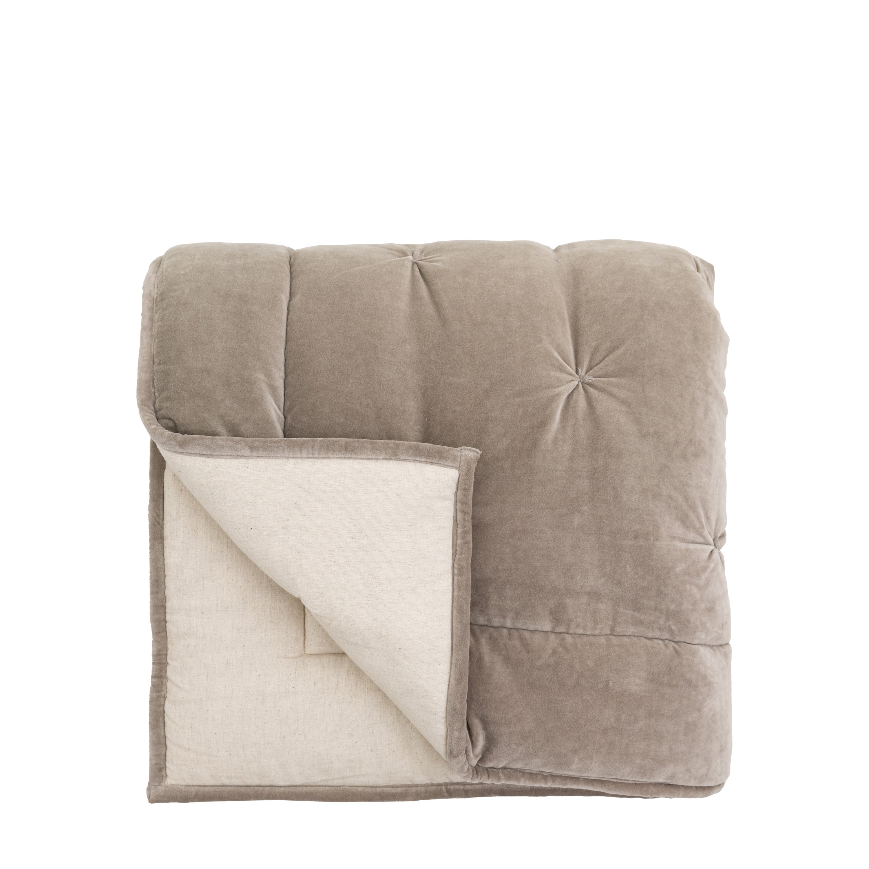 Opulent Velvet Bedspread Neutral - Front: Cotton / Back: Cotton / Linen / Padding: Polyester | Migo Interiors
