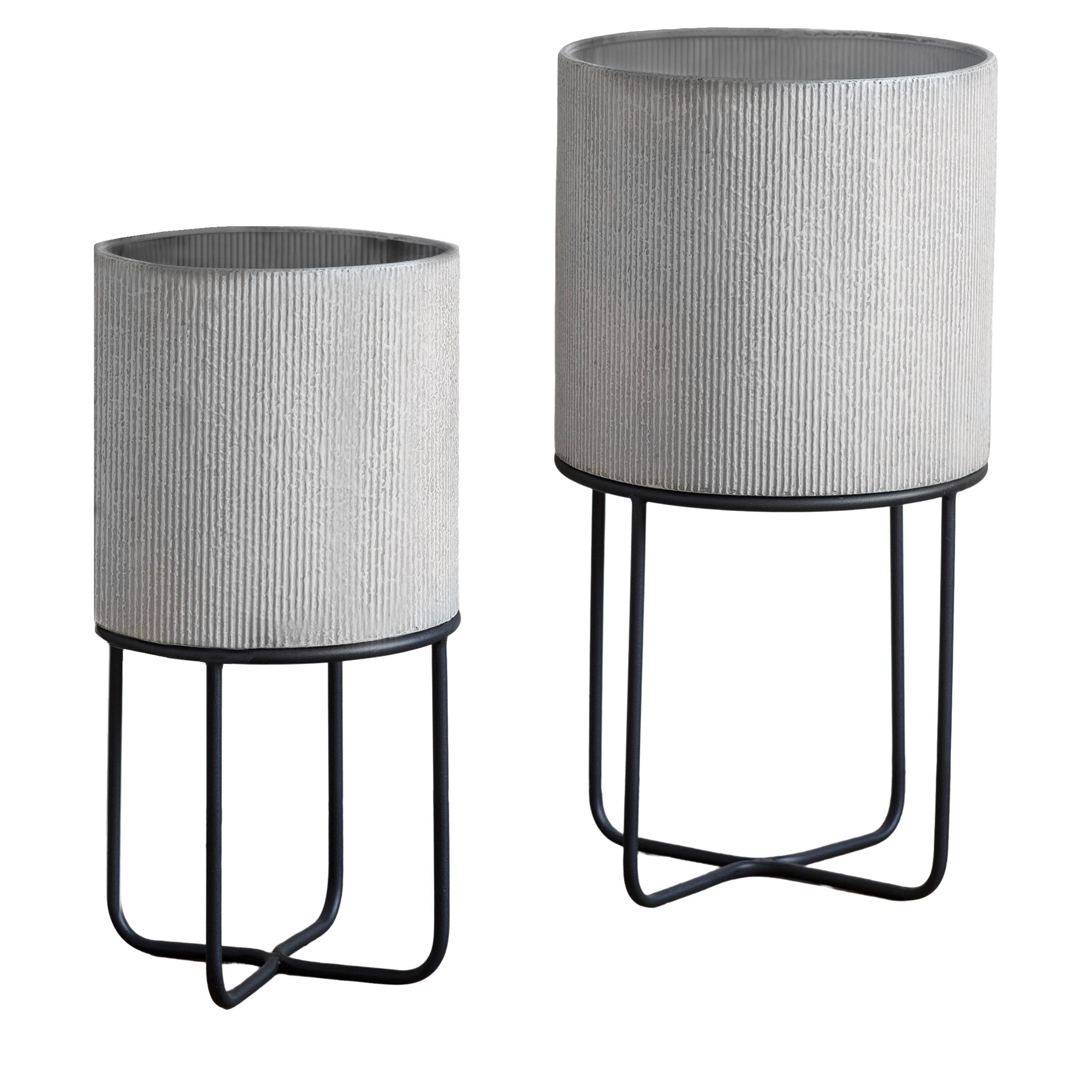 Eda Metal Planter Set of 2 White - Iron | Migo Interiors