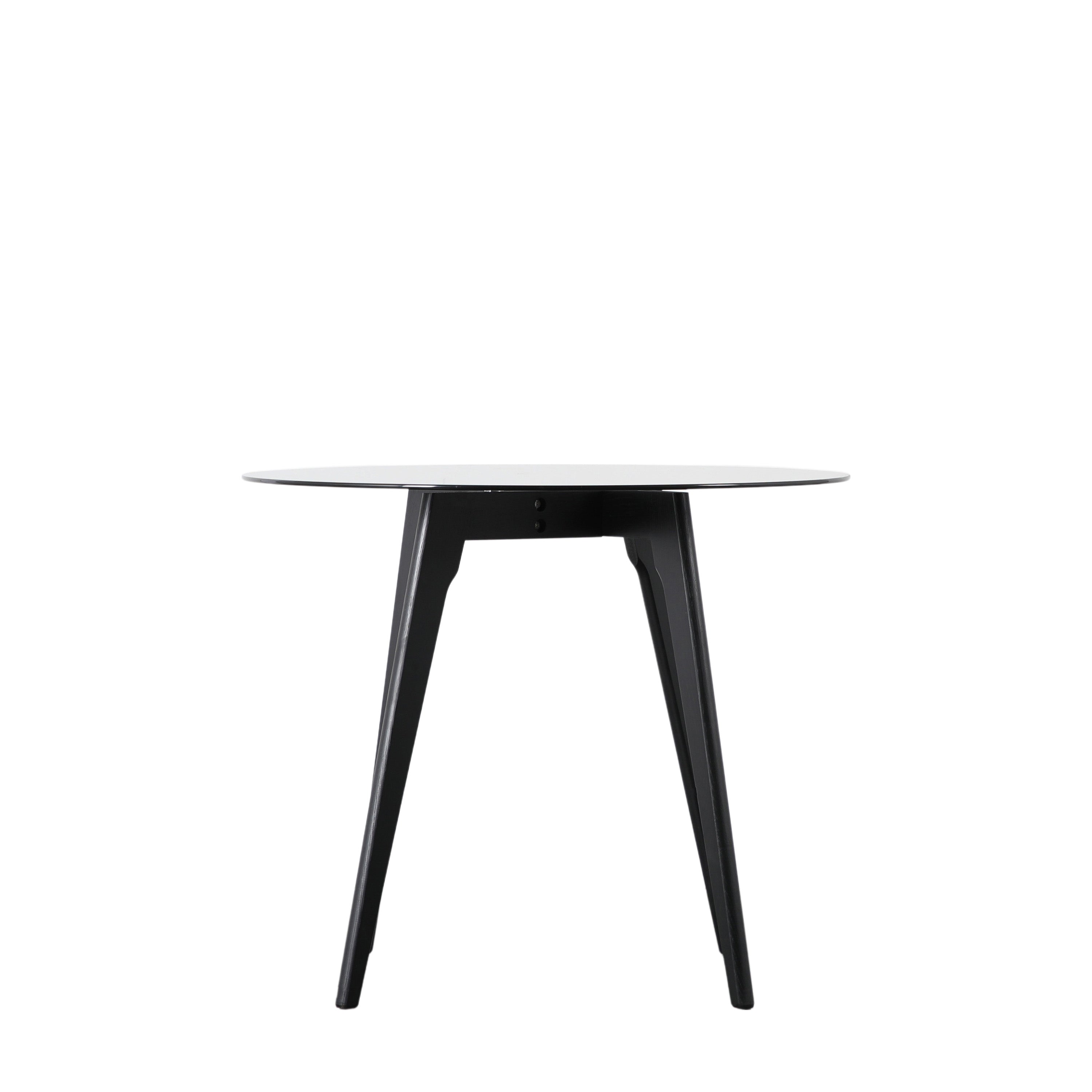 Blair Round Dining Table Black - Tempered Glass / Oak | Migo Interiors