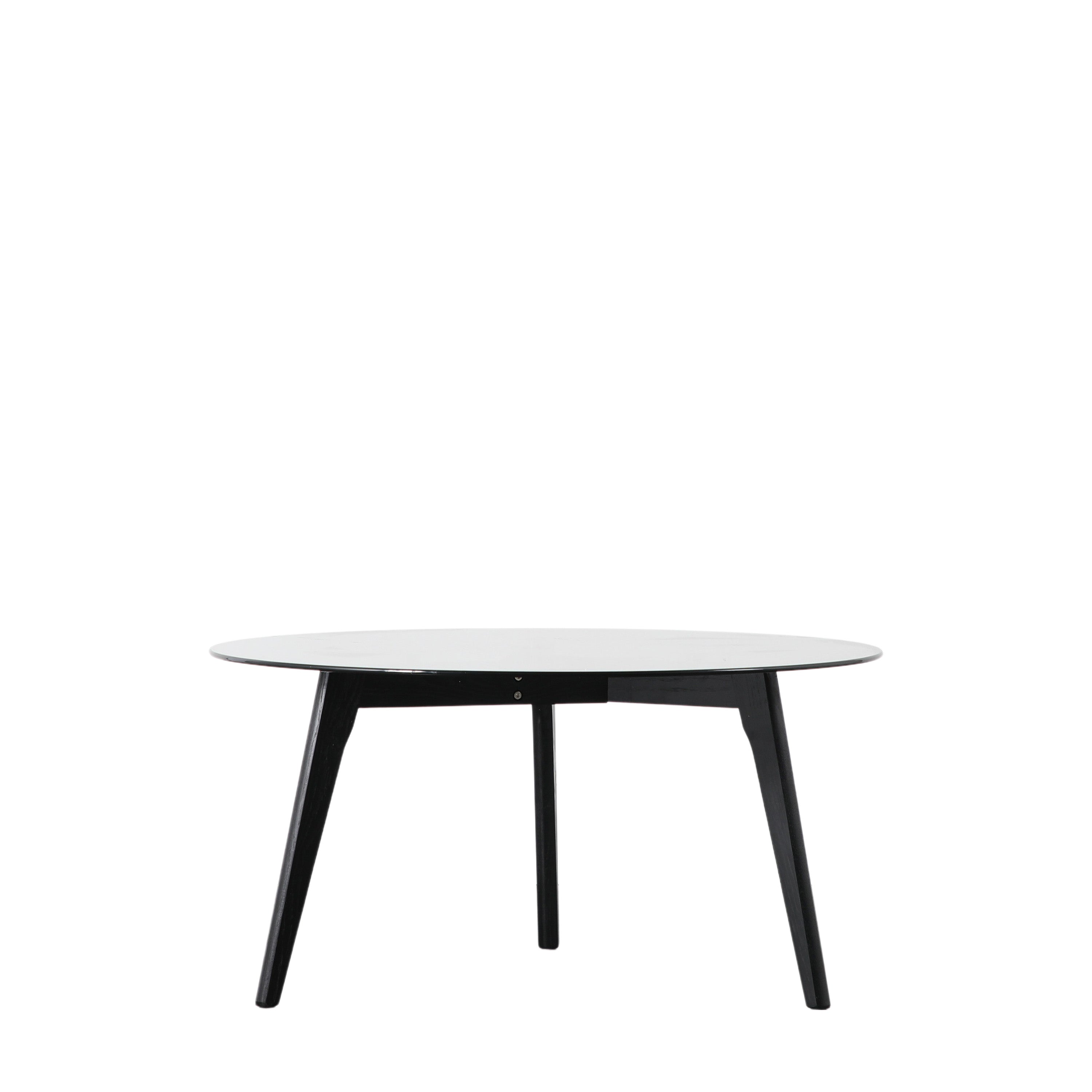 Blair Round Coffee Table Black - Tempered Glass / Oak | Migo Interiors