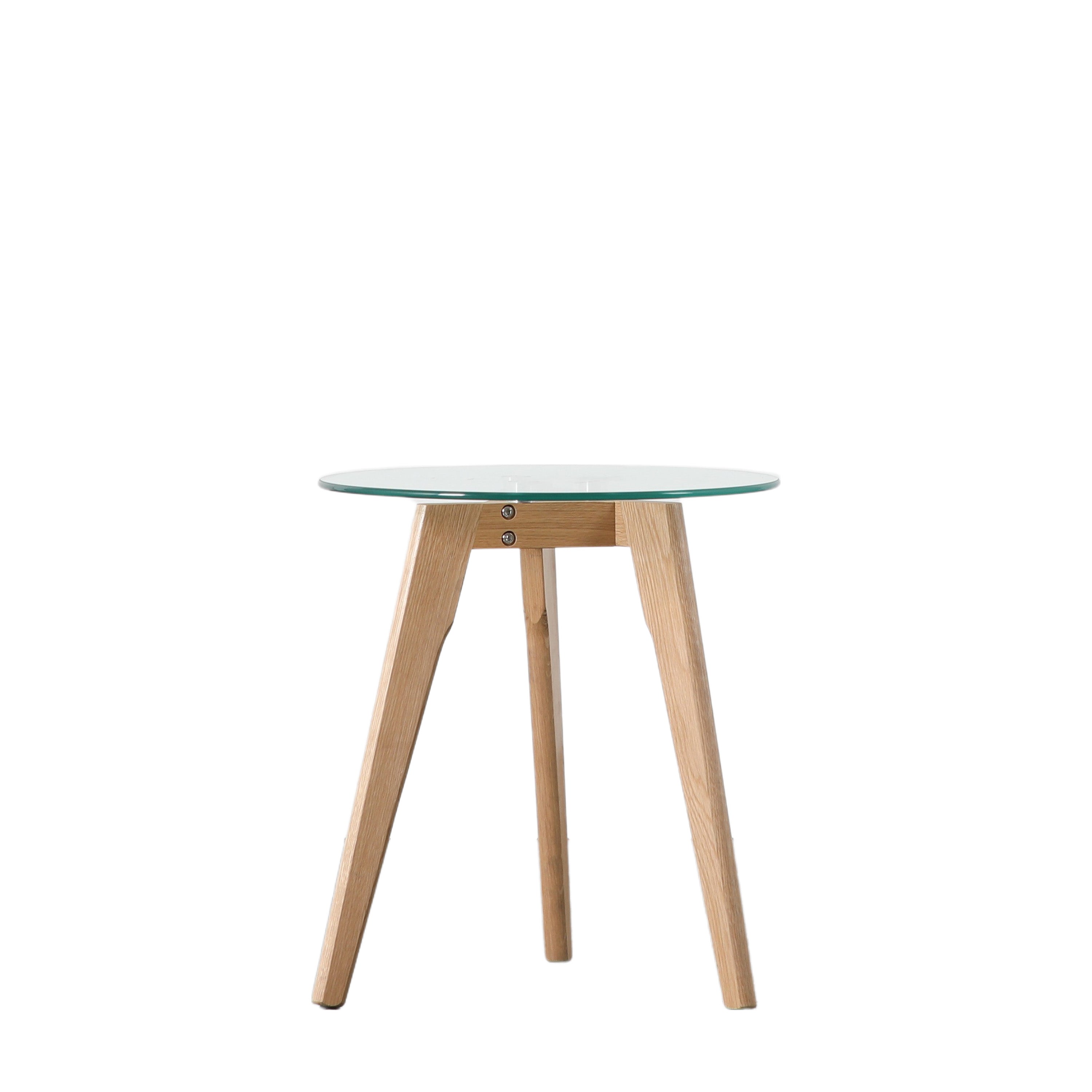 Blair Round Side Table Oak - Tempered Glass / Oak | Migo Interiors