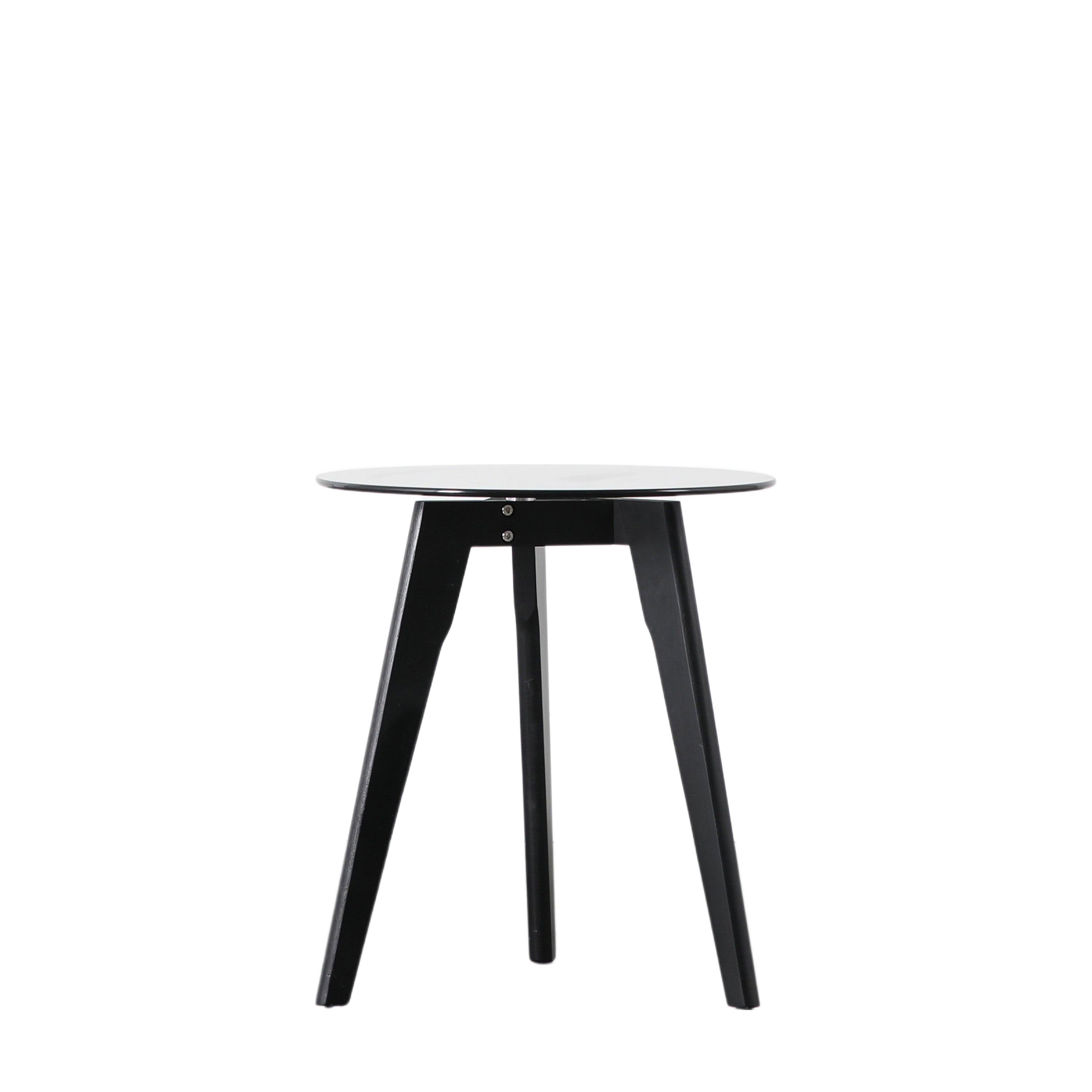 Blair Round Side Table Black - Tempered Glass / Oak | Migo Interiors