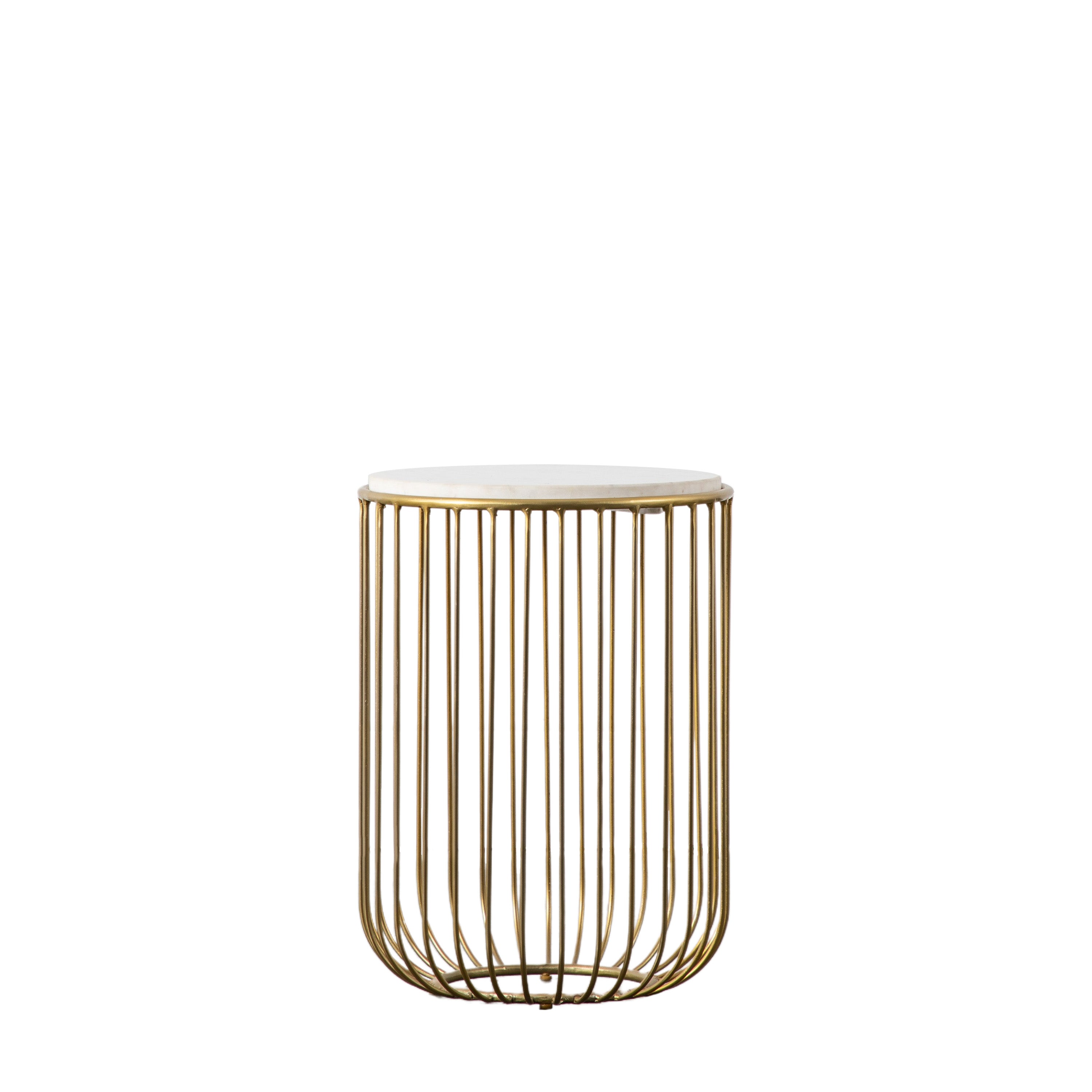 Riley Side Table Gold - Iron / Baswara Marble | Migo Interiors