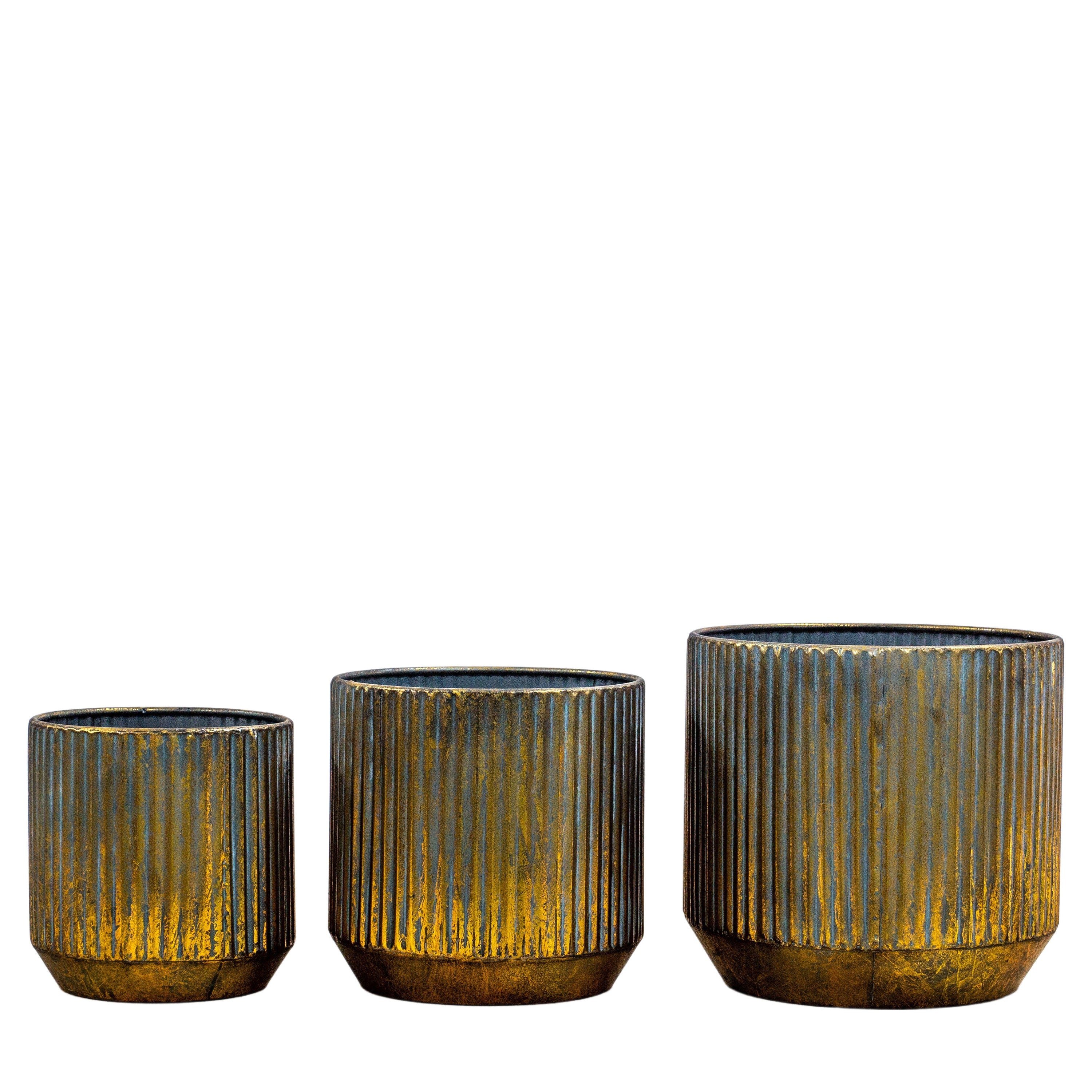 Evie Planter (Set of 3) Verdigris/Bronze - Iron | Migo Interiors