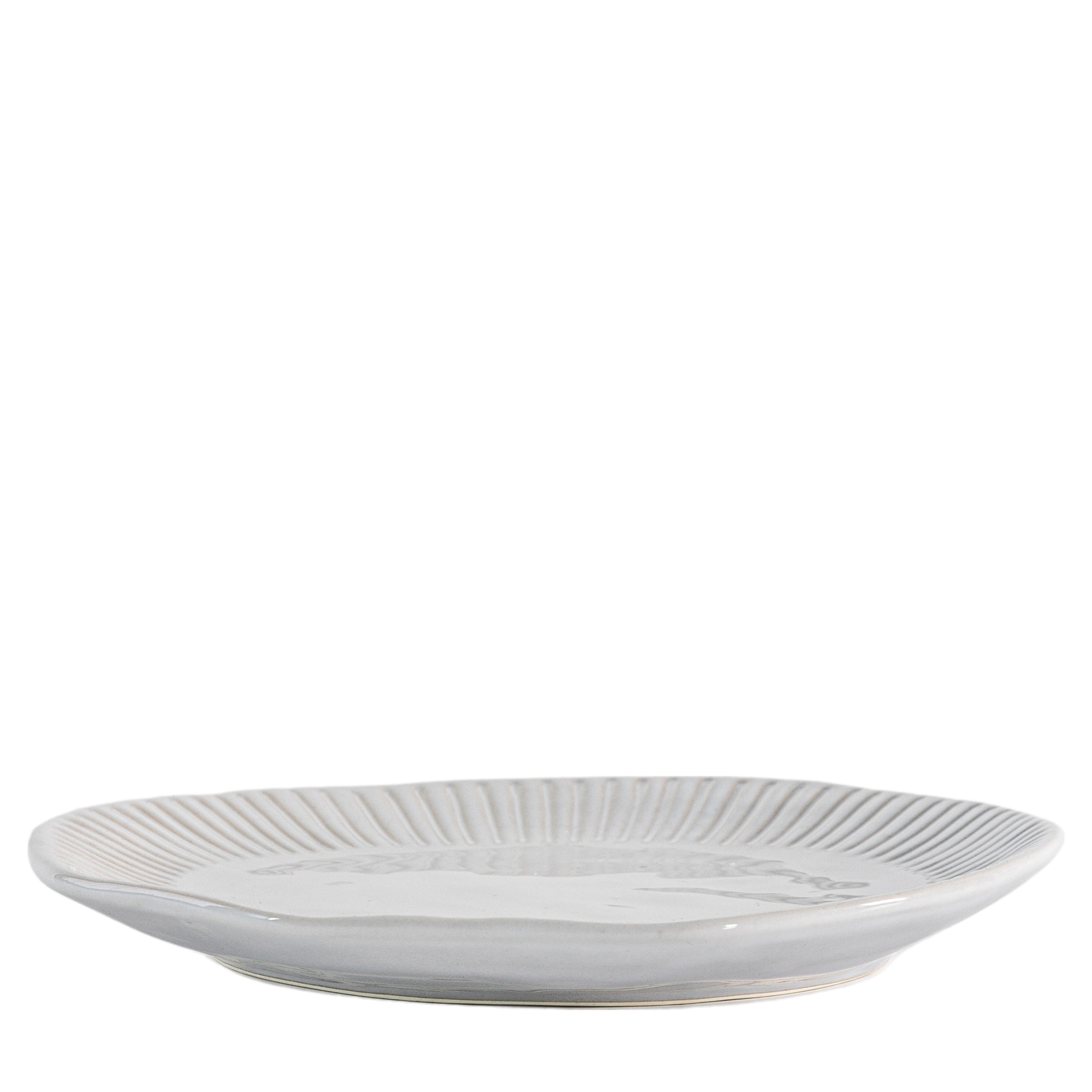Organic Ridged Side Plate White (4pk) D220mm - Porcelain | Migo Interiors