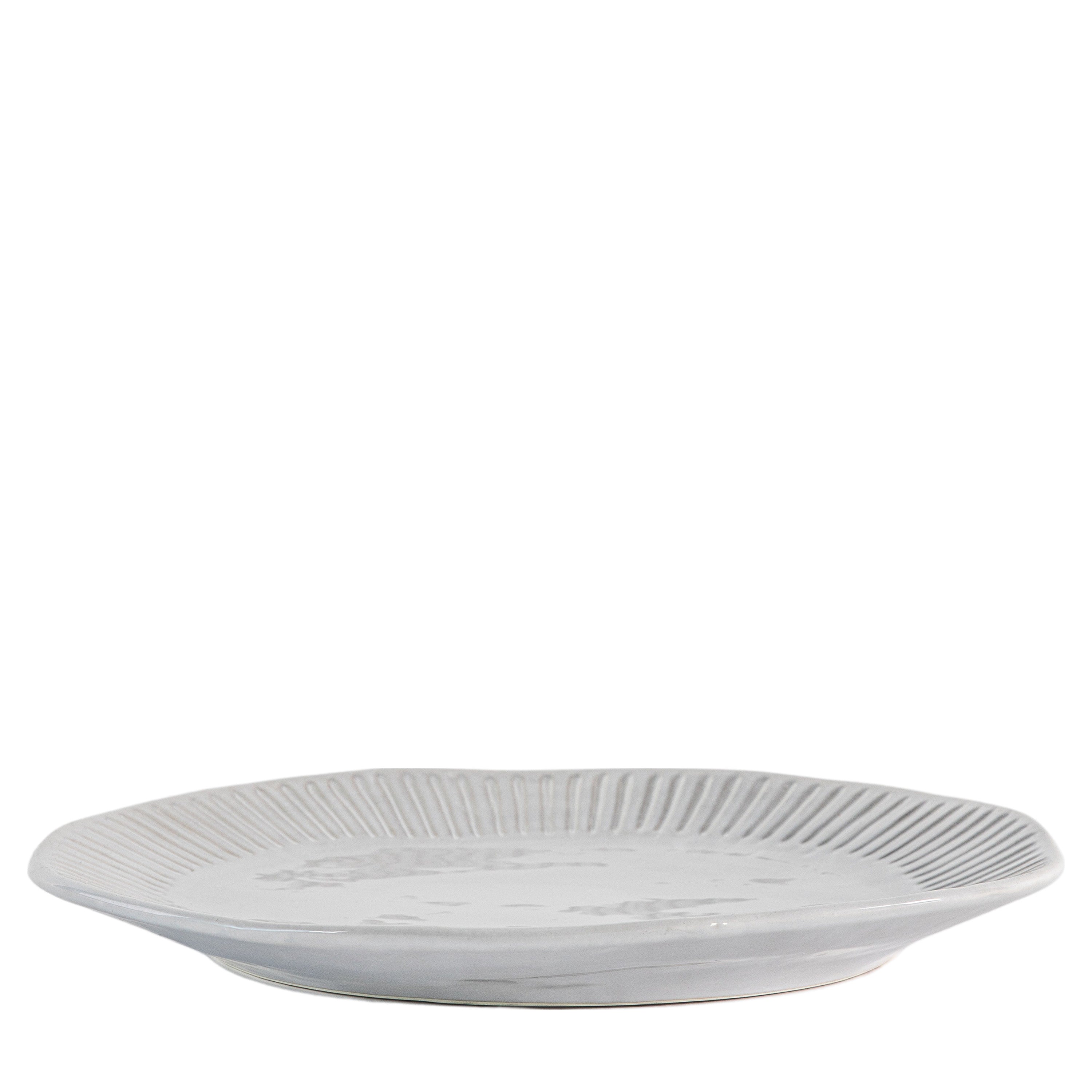 Organic Ridged Dinner Plate White (4pk) D280mm - Porcelain | Migo Interiors