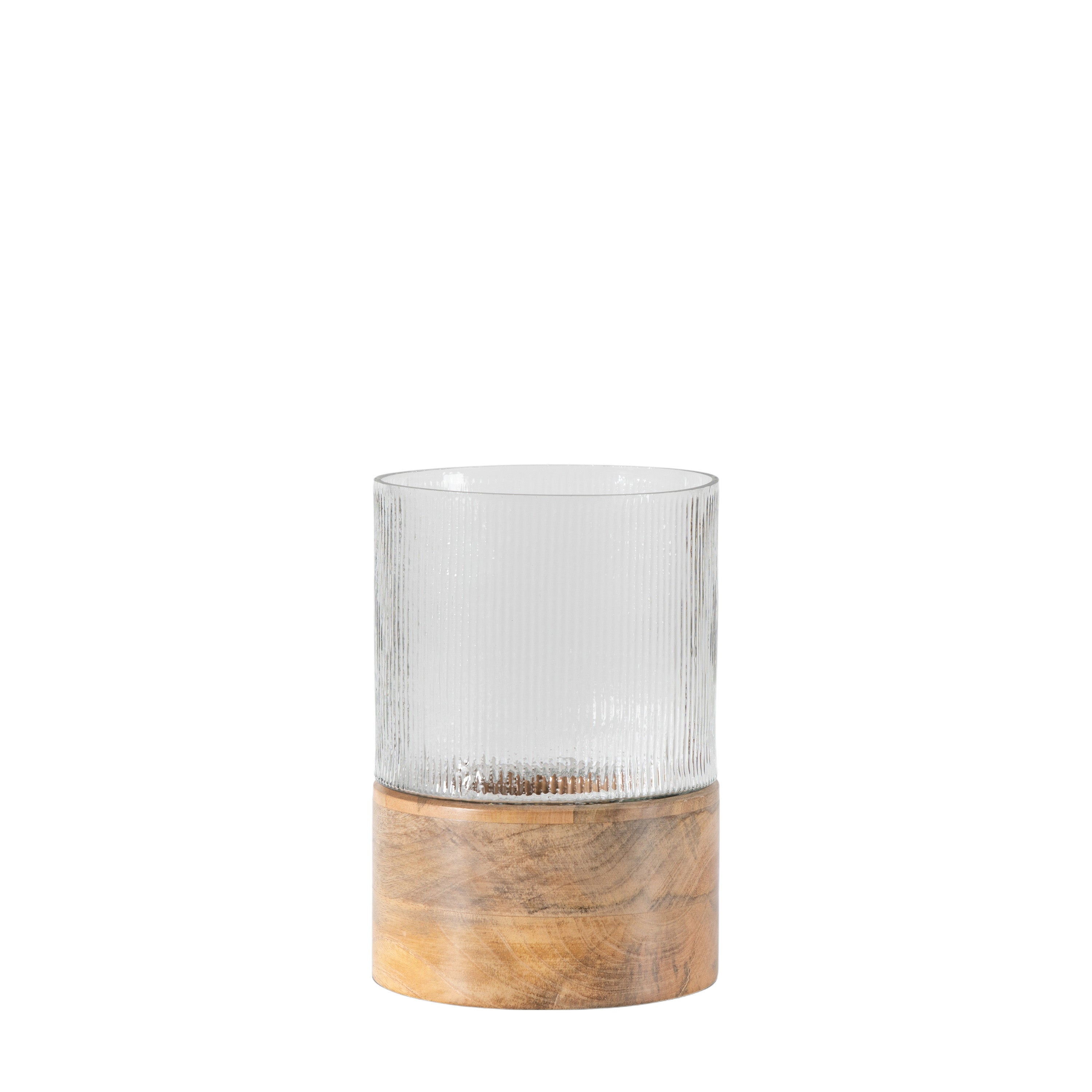 Belver Hurricane Lamp - Glass / Mango / Wood | Migo Interiors