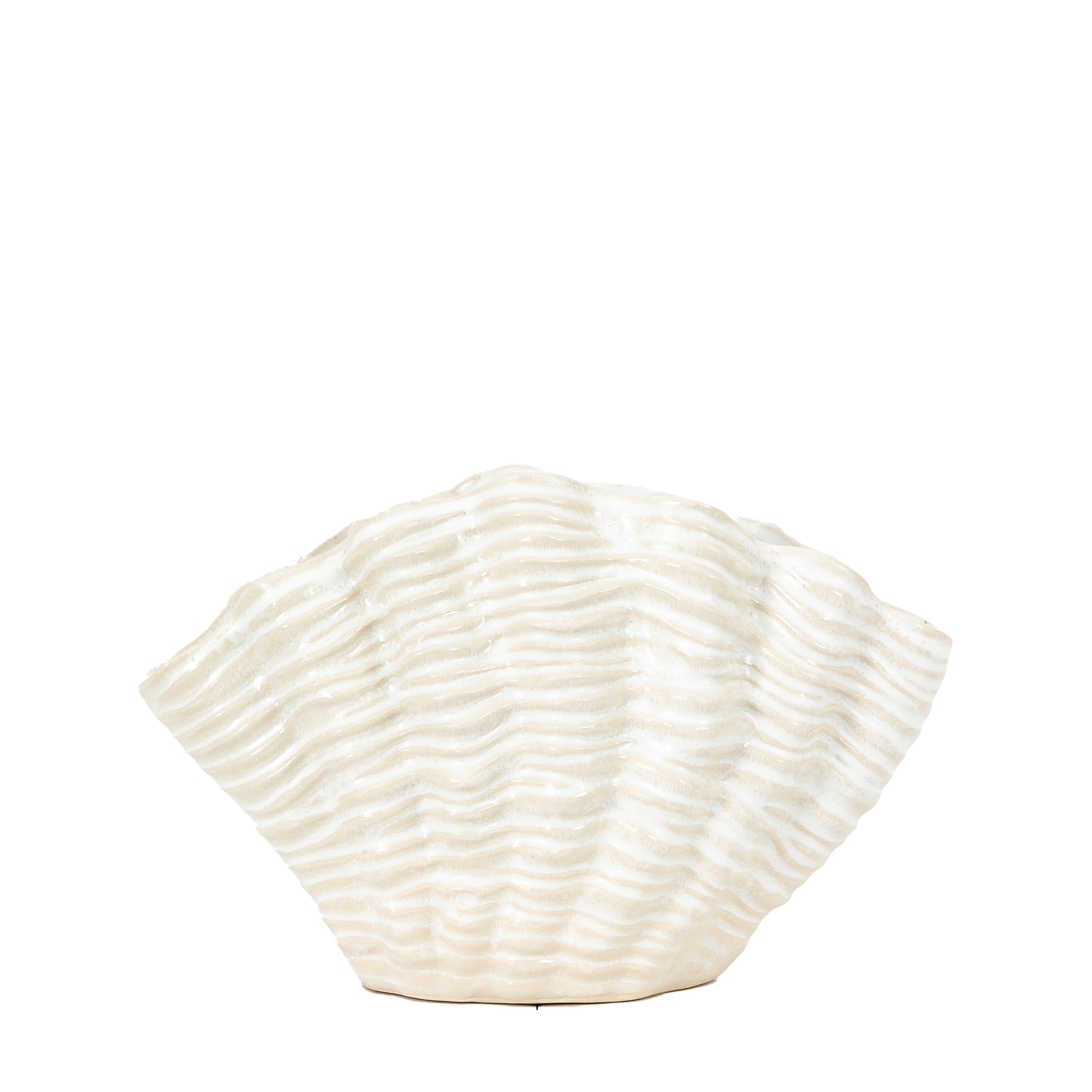 Clam Vase Small Reactive White - Stoneware | Migo Interiors