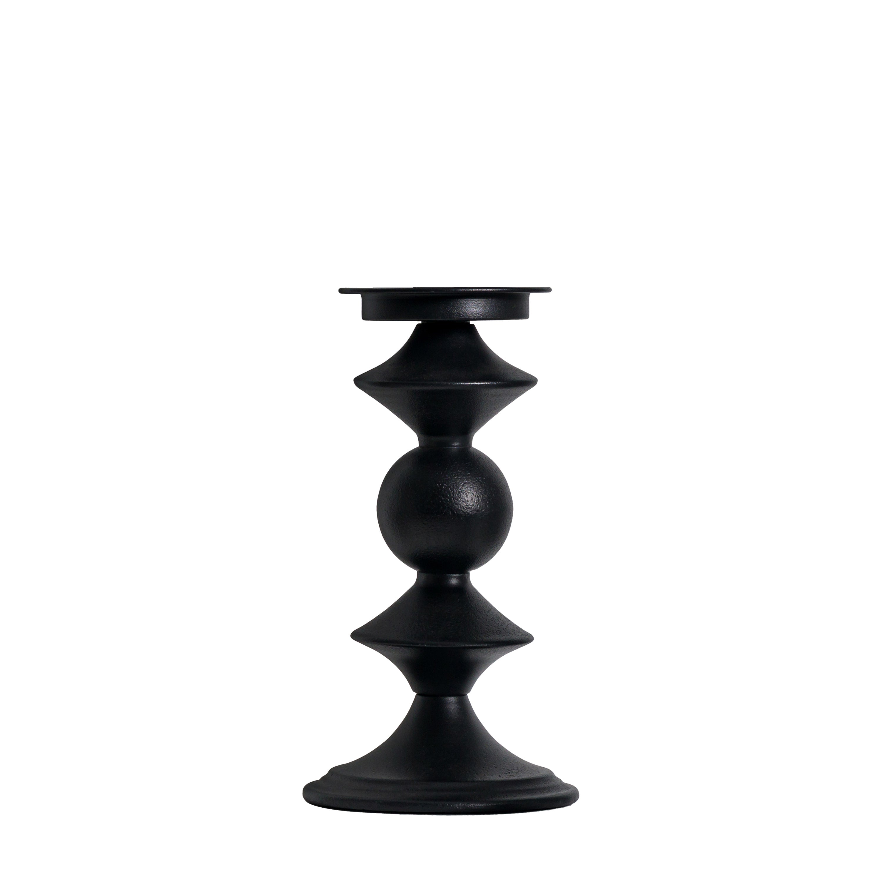 Sutton Pillar Holder Black Small - Iron | Migo Interiors