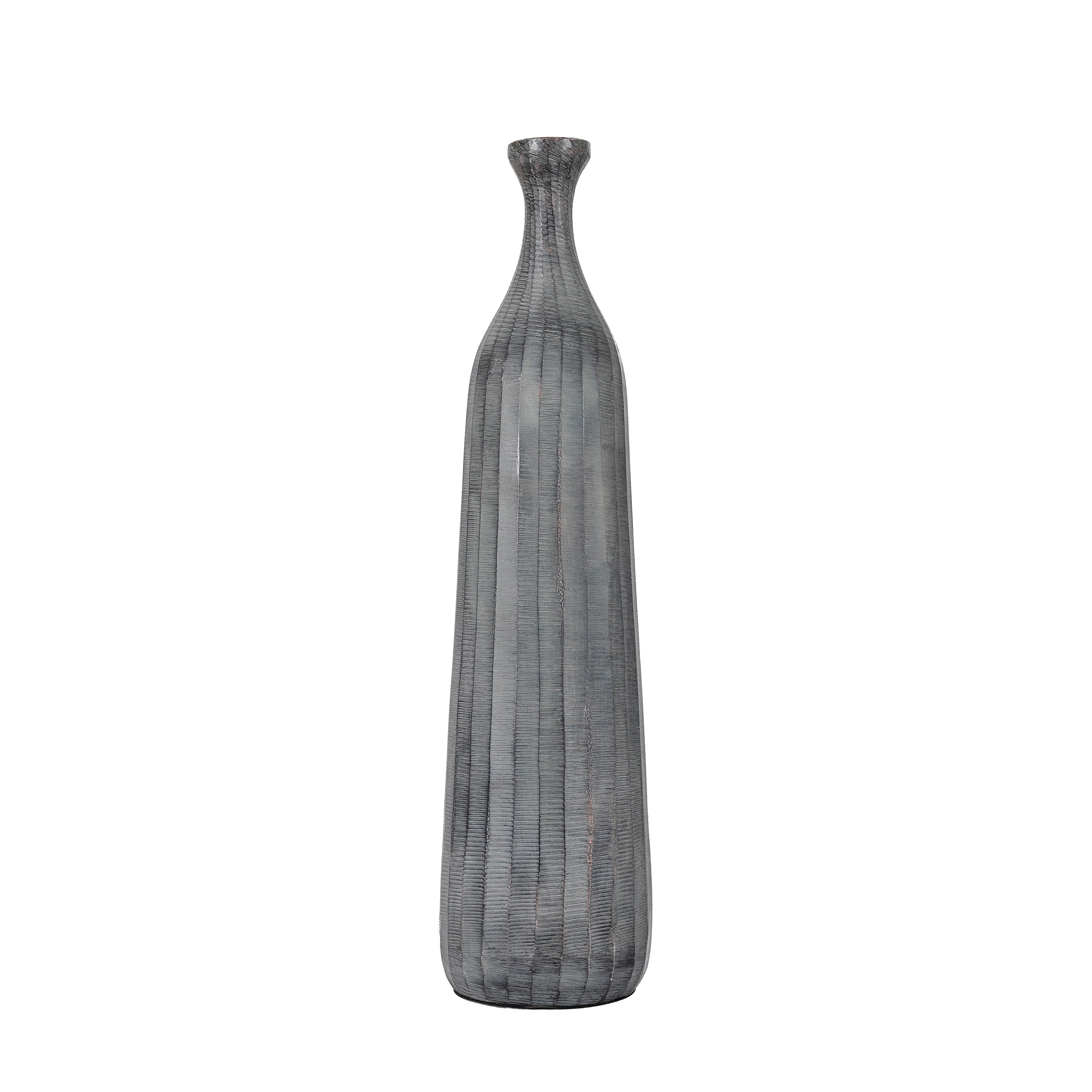 Enya Bottle Vase Medium Antique Grey - Aluminium | Migo Interiors