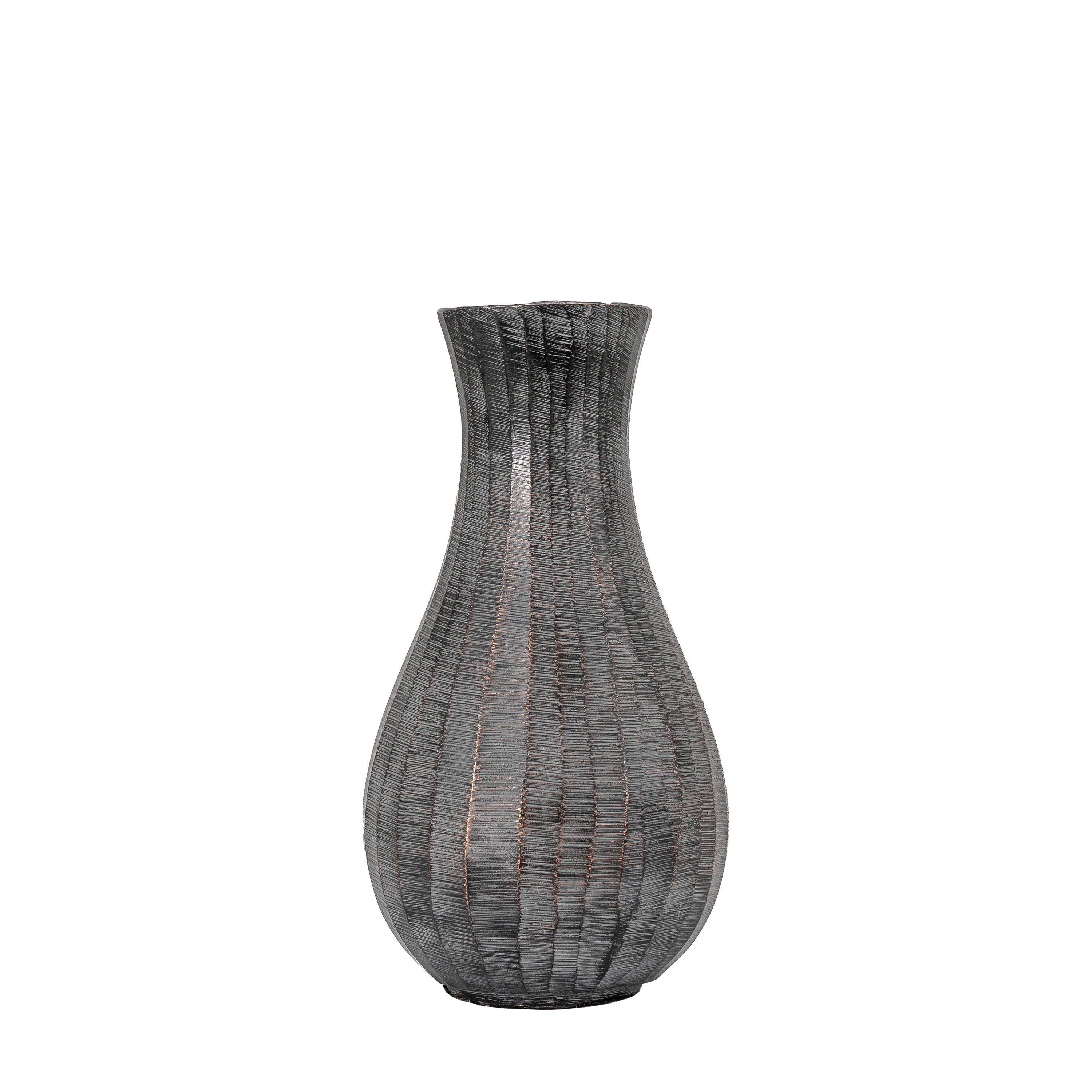 Enya Fluted Vase Small Antique Grey - Aluminium | Migo Interiors
