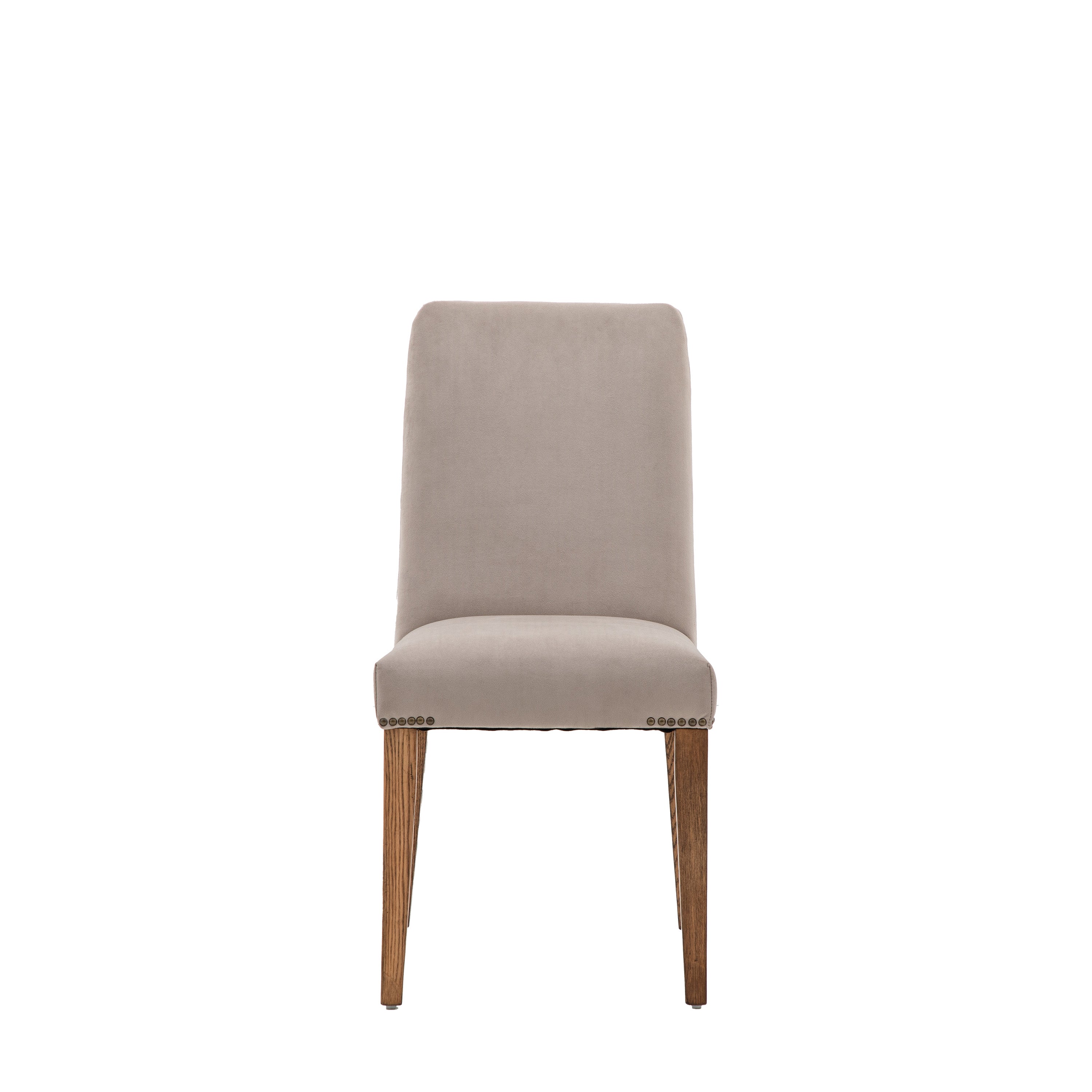 Highgrove Chair Dove Velvet (2pk) - Oak / Plywood / Polyester / Foam / Brass Studs | Migo Interiors