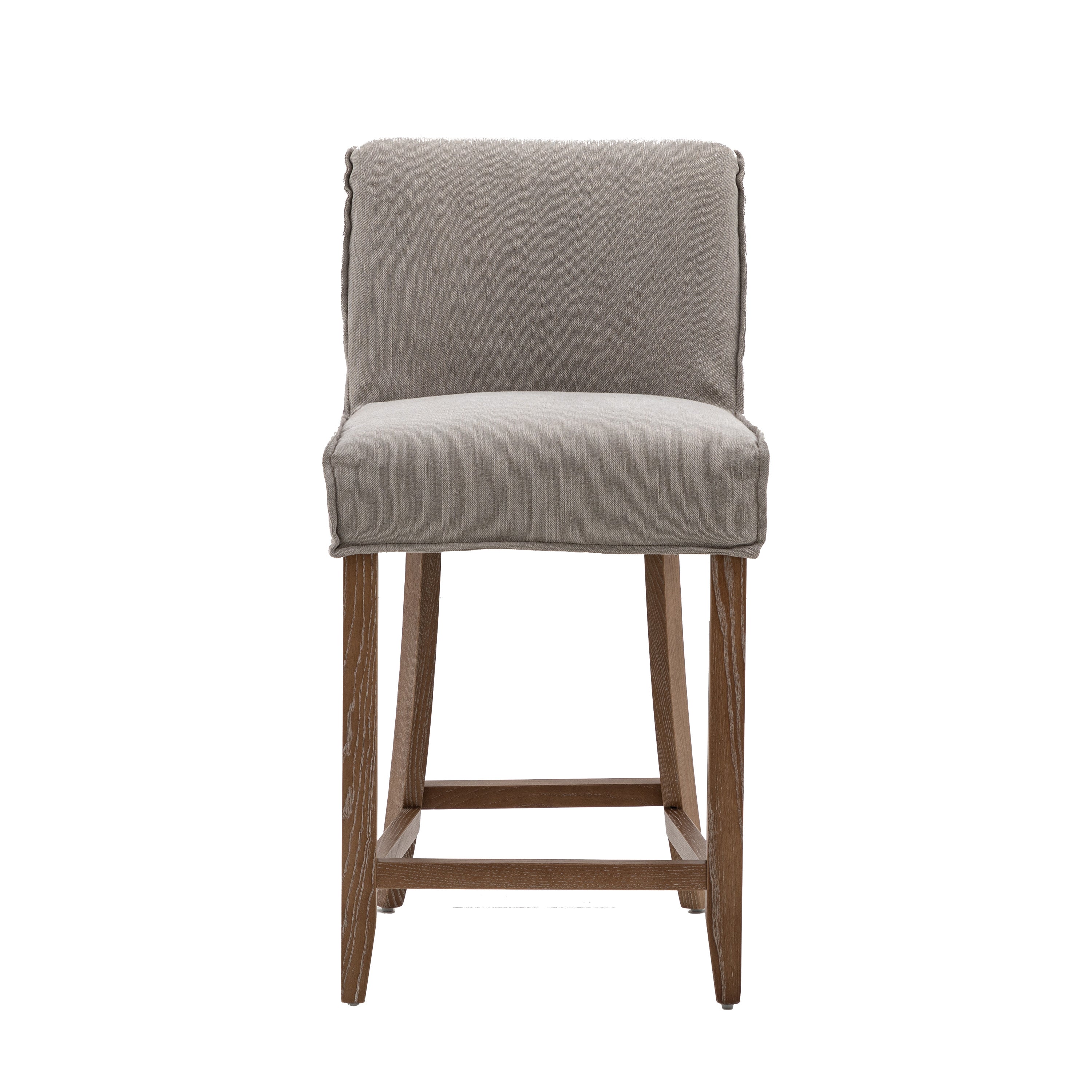 Tarnby Bar Stool Grey Linen (2pk) - Oak / Plywood / Polyester / Foam / Polyfibre | Migo Interiors