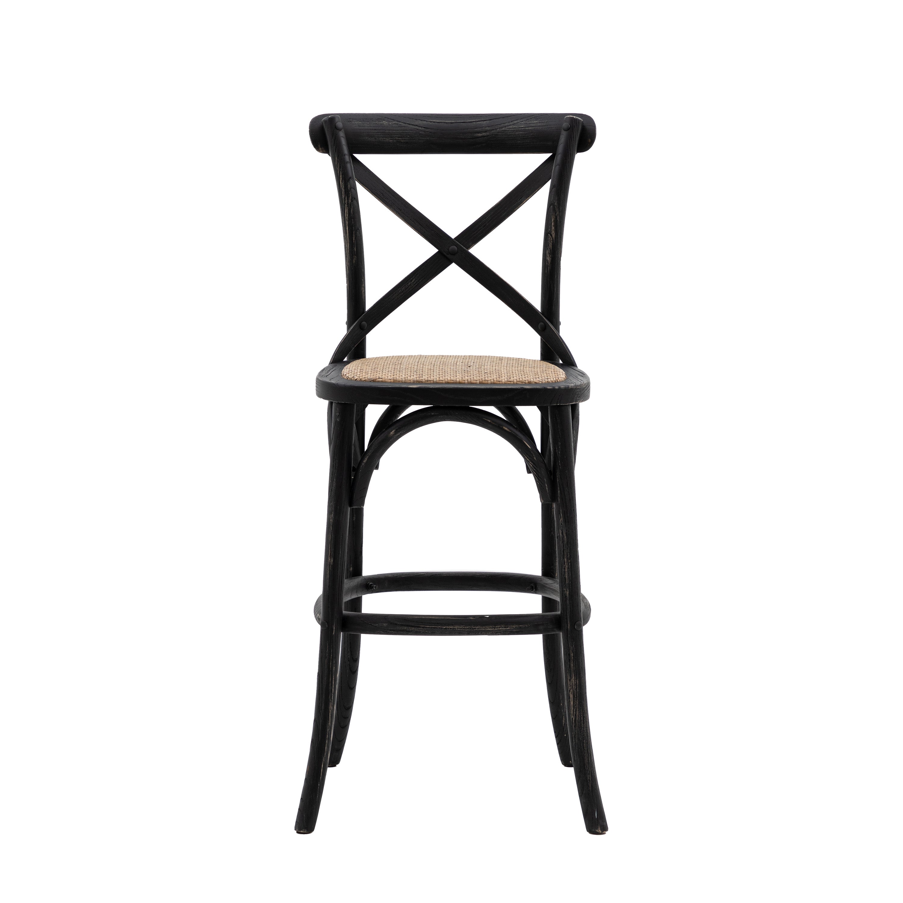 Cafe Stool Black/Rattan (2pk) - Oak / Plywood / Rattan | Migo Interiors