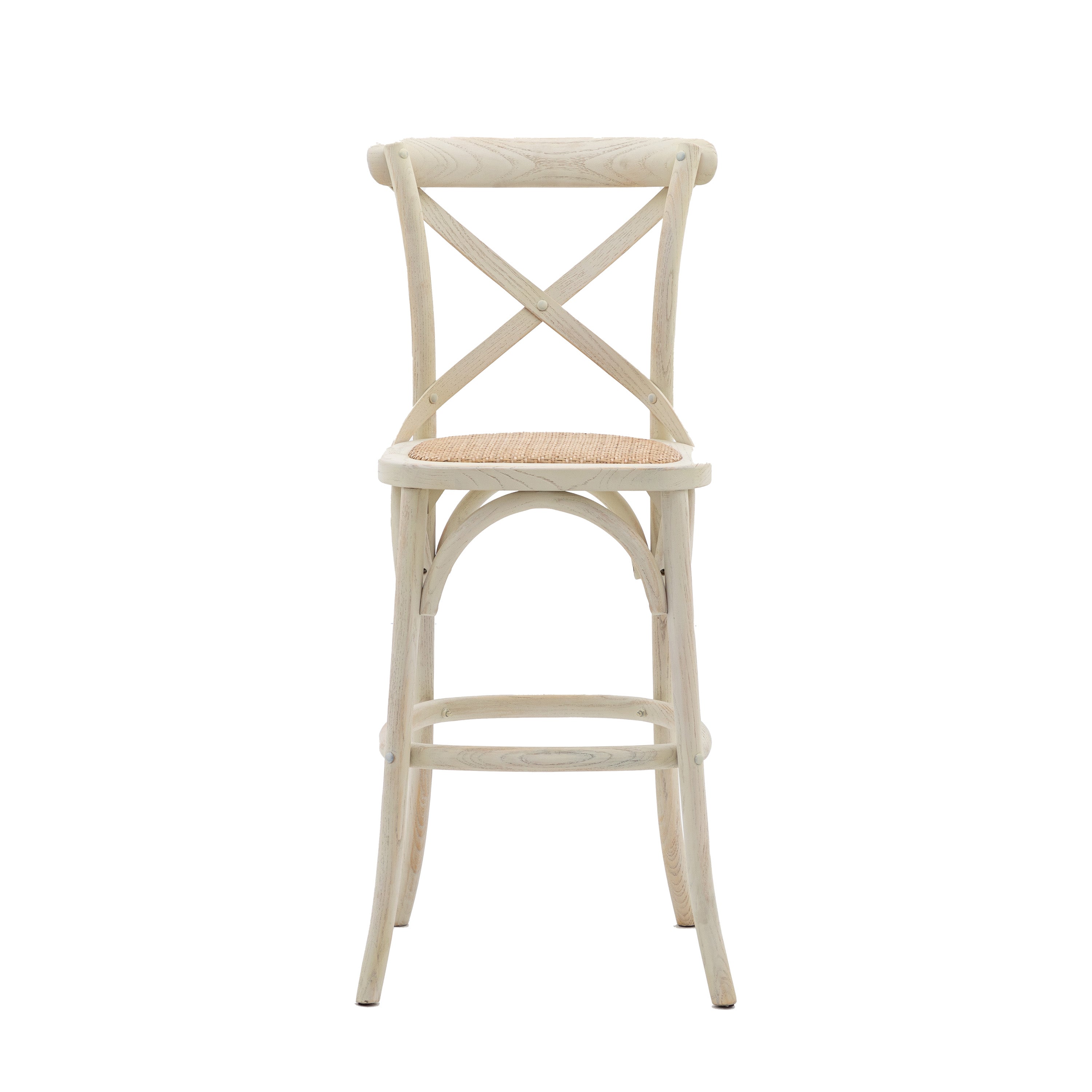 Cafe Stool White/Rattan (2pk) - Oak / Plywood / Rattan | Migo Interiors