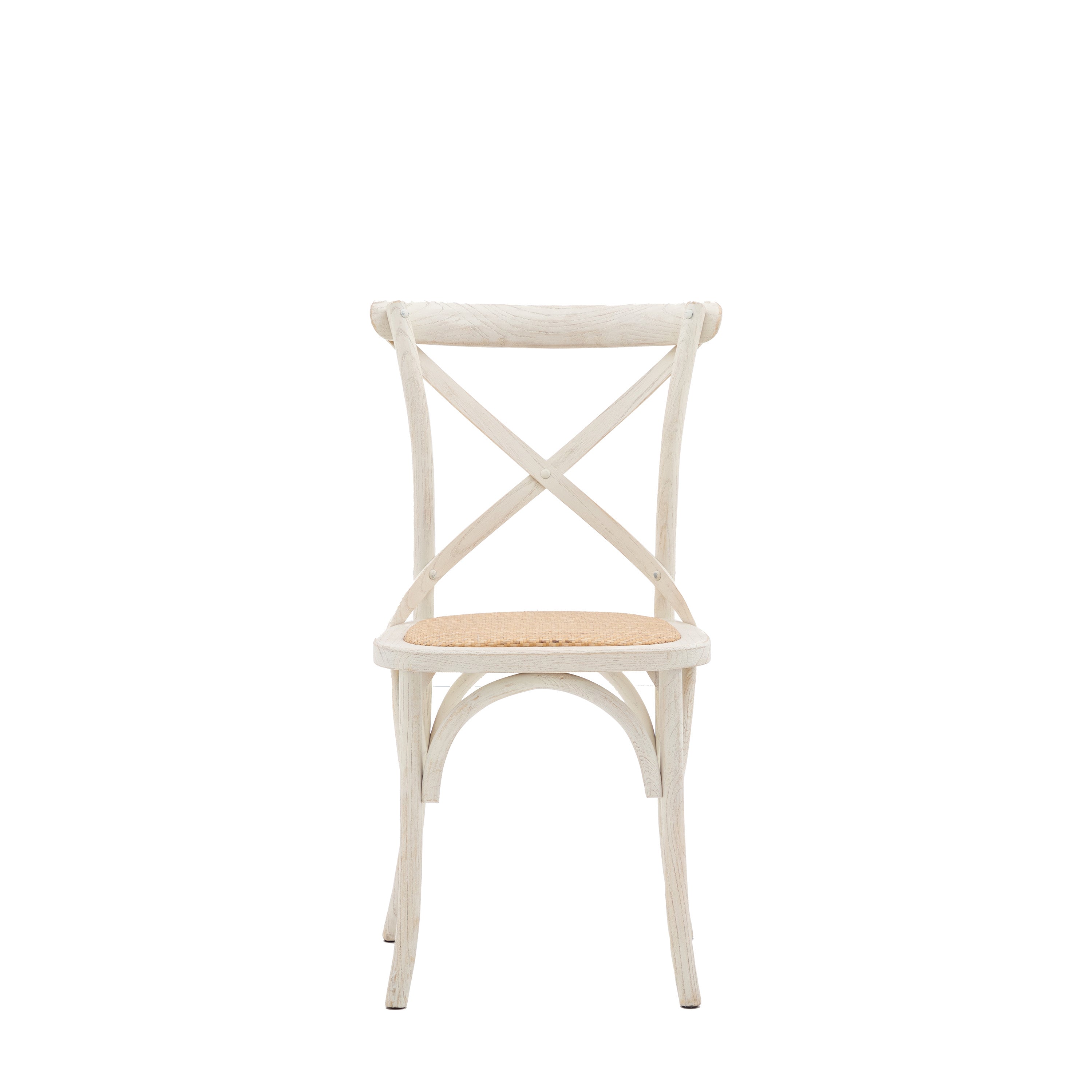 Cafe Chair White/Rattan (2pk) - Oak / Plywood / Rattan | Migo Interiors