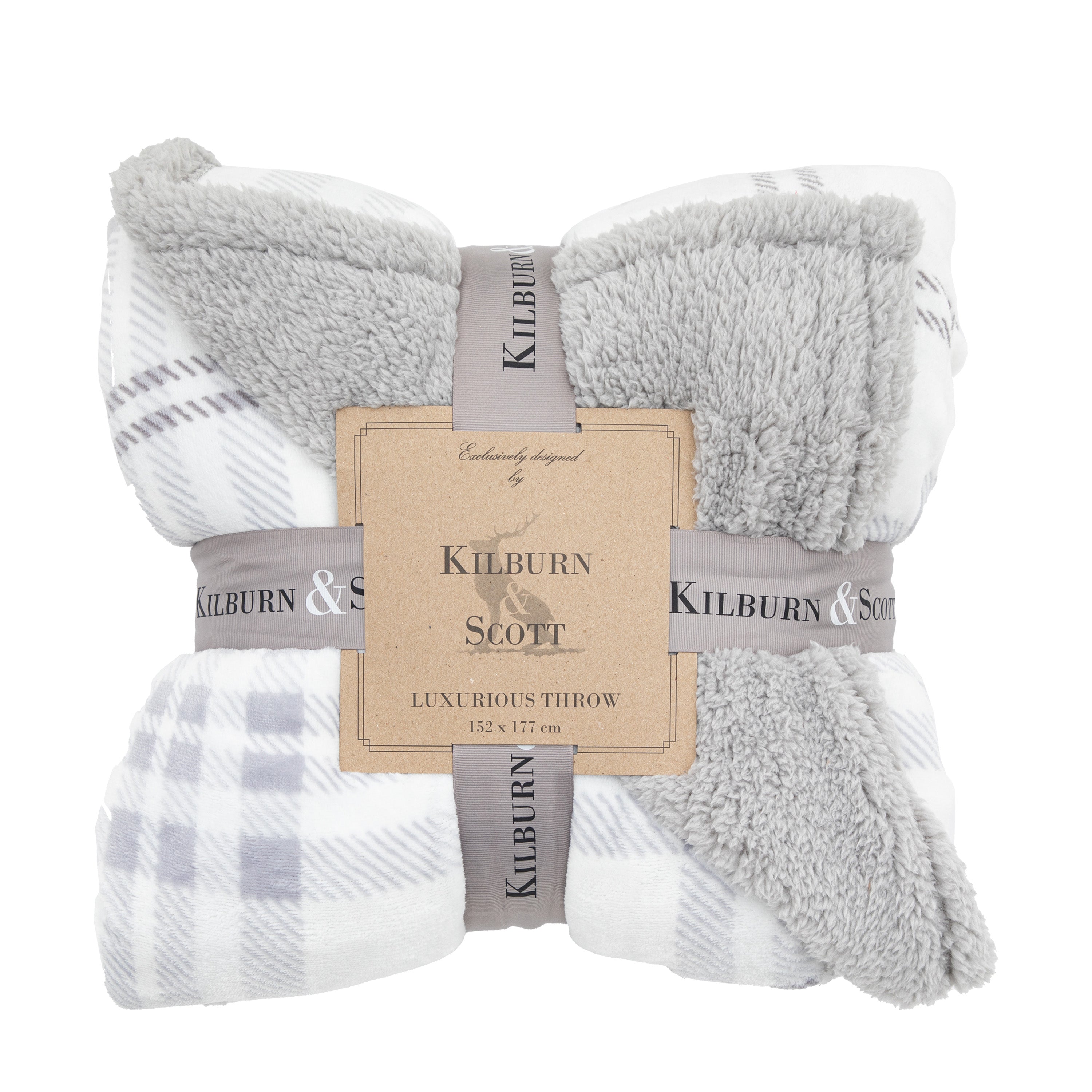 Tartan Sherpa Throw Grey - Polyester | Migo Interiors