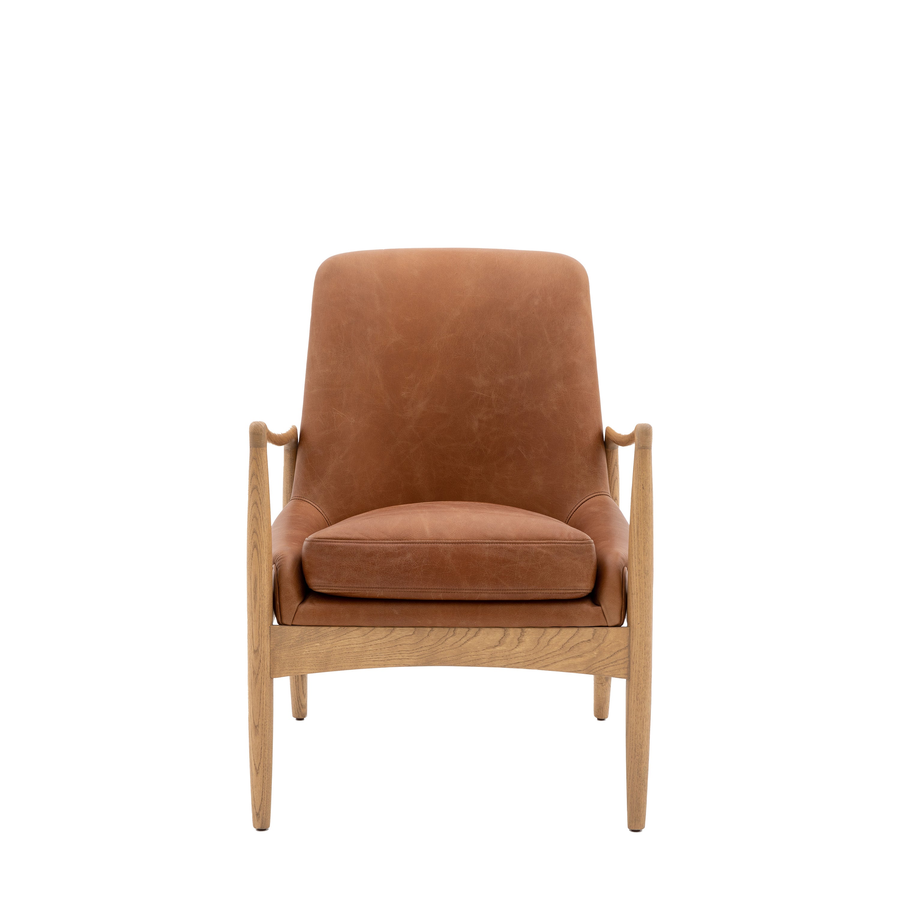 Carrera Armchair Brown Leather - Oak / Plywood  /Leather/ Foam / Polyfibre | Migo Interiors