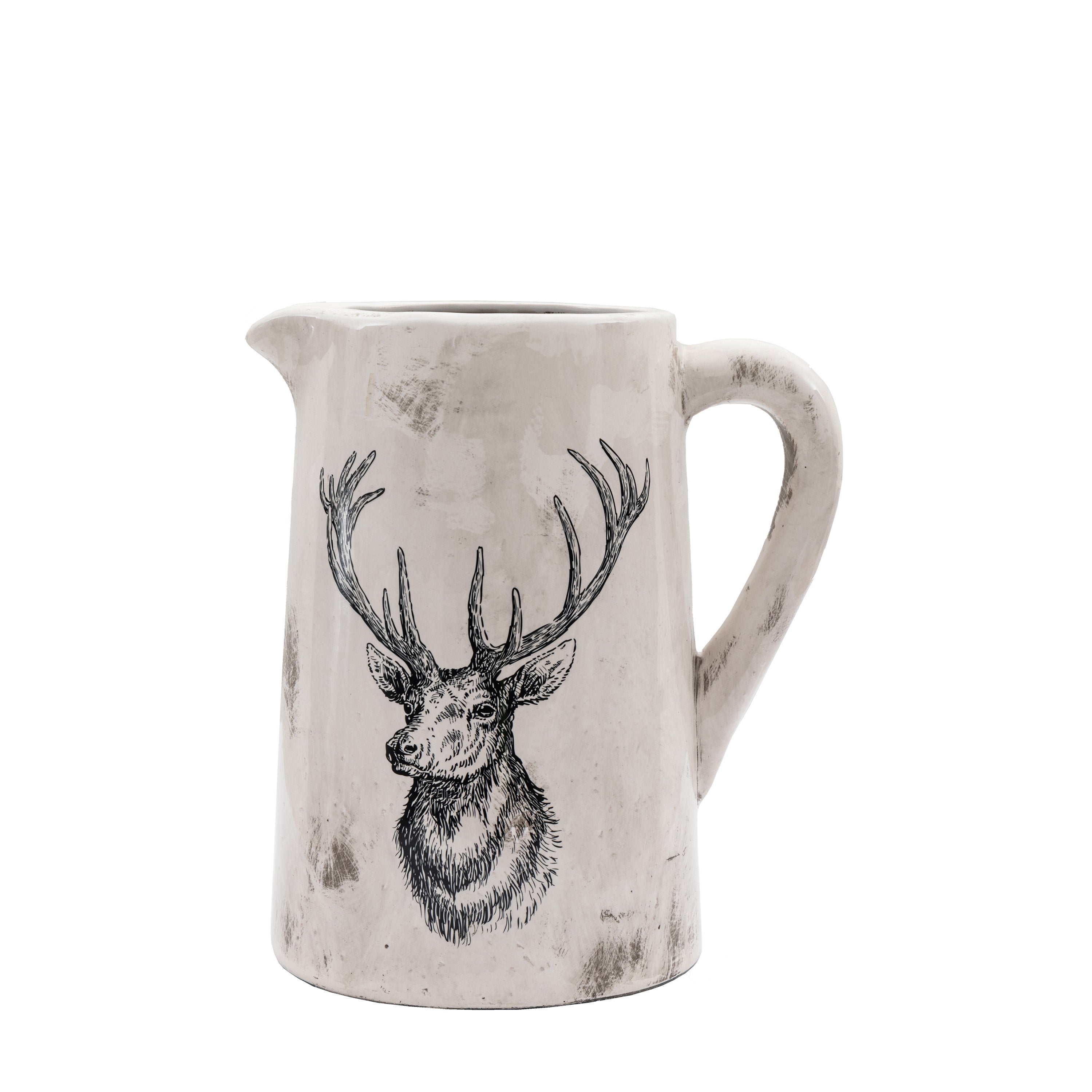 Stag Pitcher Vase Large Distressed - Ceramic | Migo Interiors