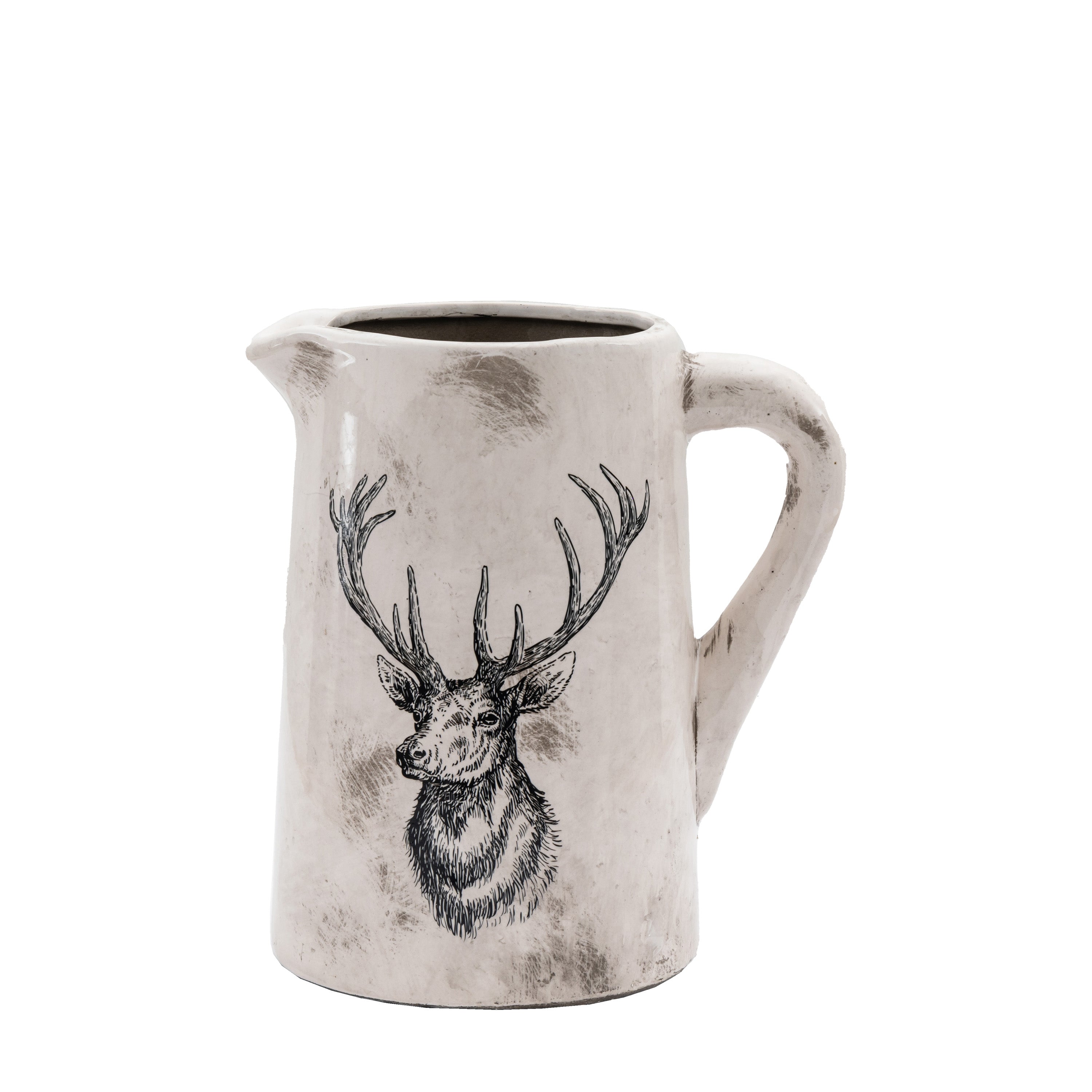 Stag Pitcher Vase Medium Distressed - Ceramic | Migo Interiors