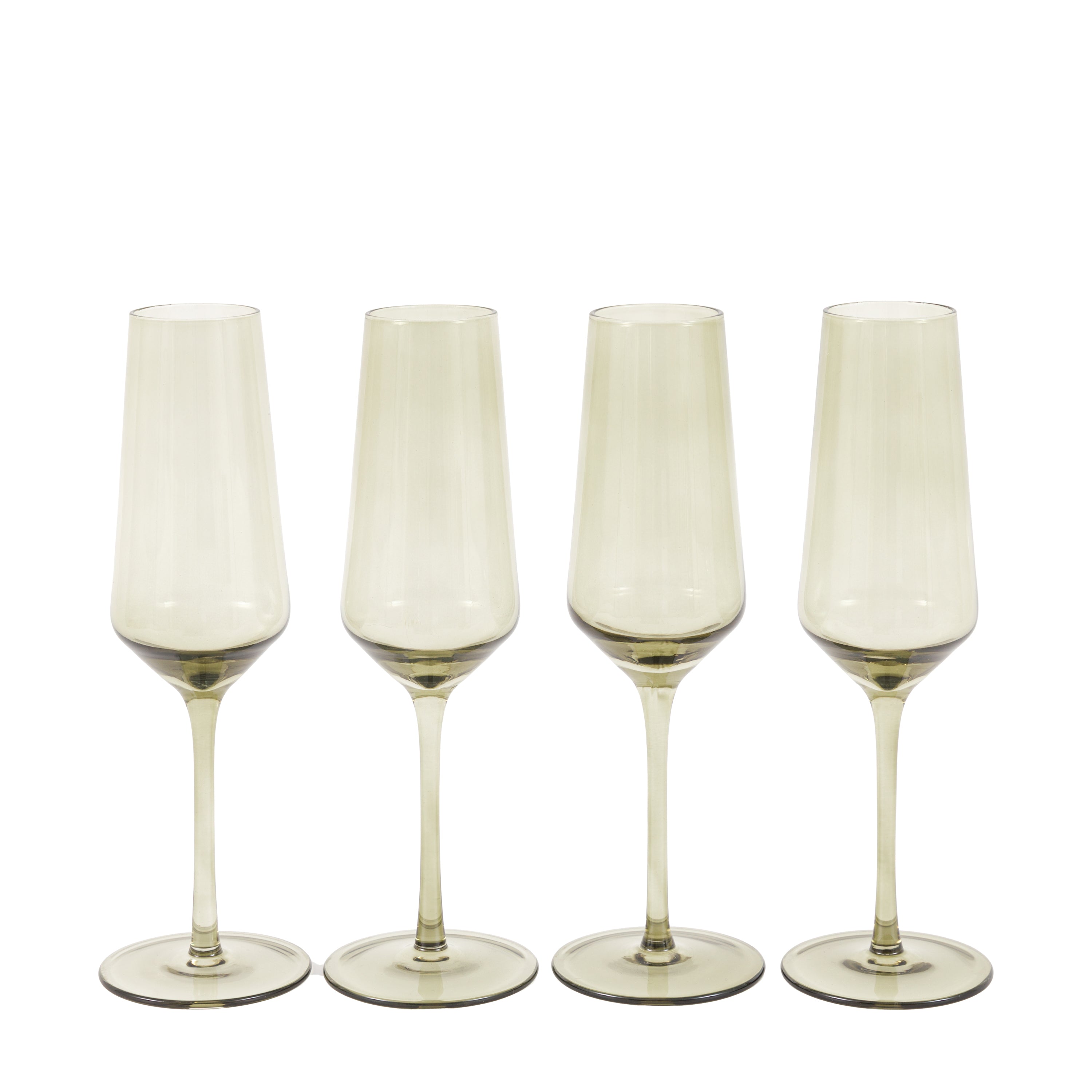 Flute Glass Smokey Green (4pk)