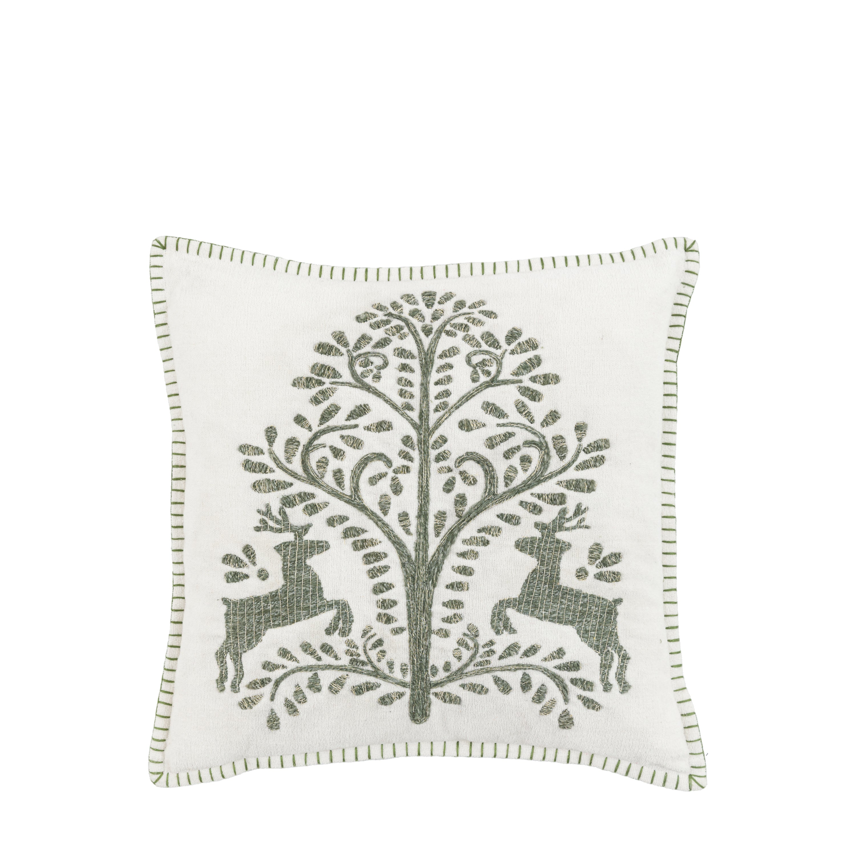 Woodland Tree Scene Embroidered Cushion