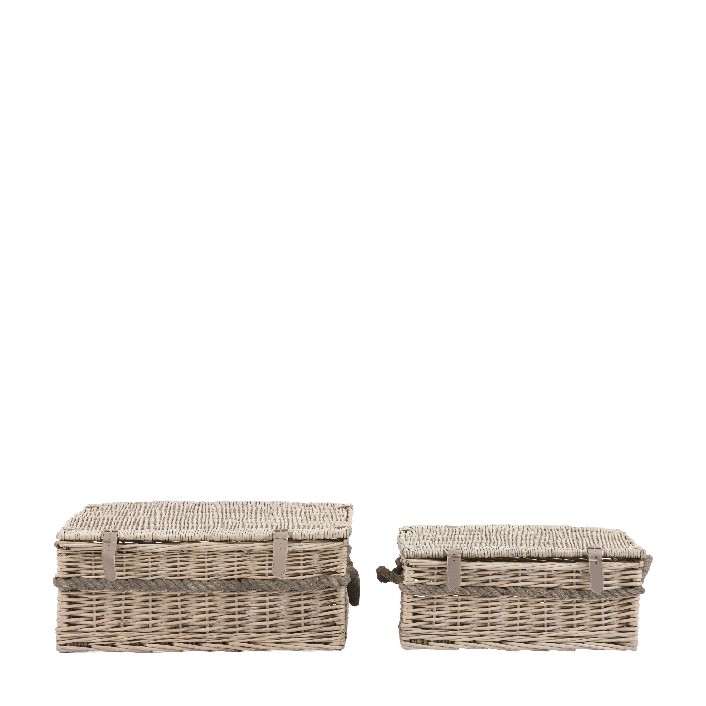 Rivra Lidded Baskets Natural S/2