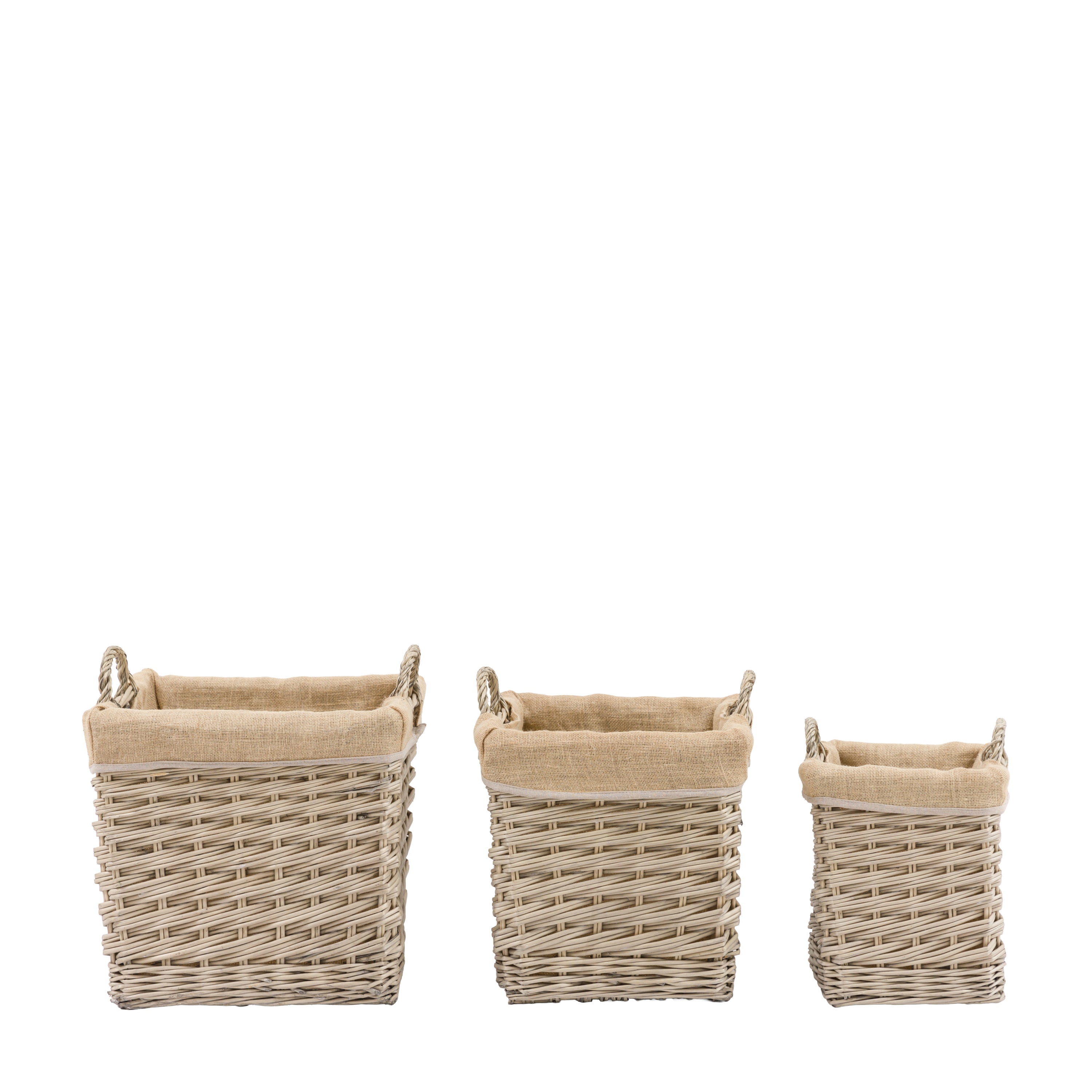 Faden Sq Lined Basket Natural S/3