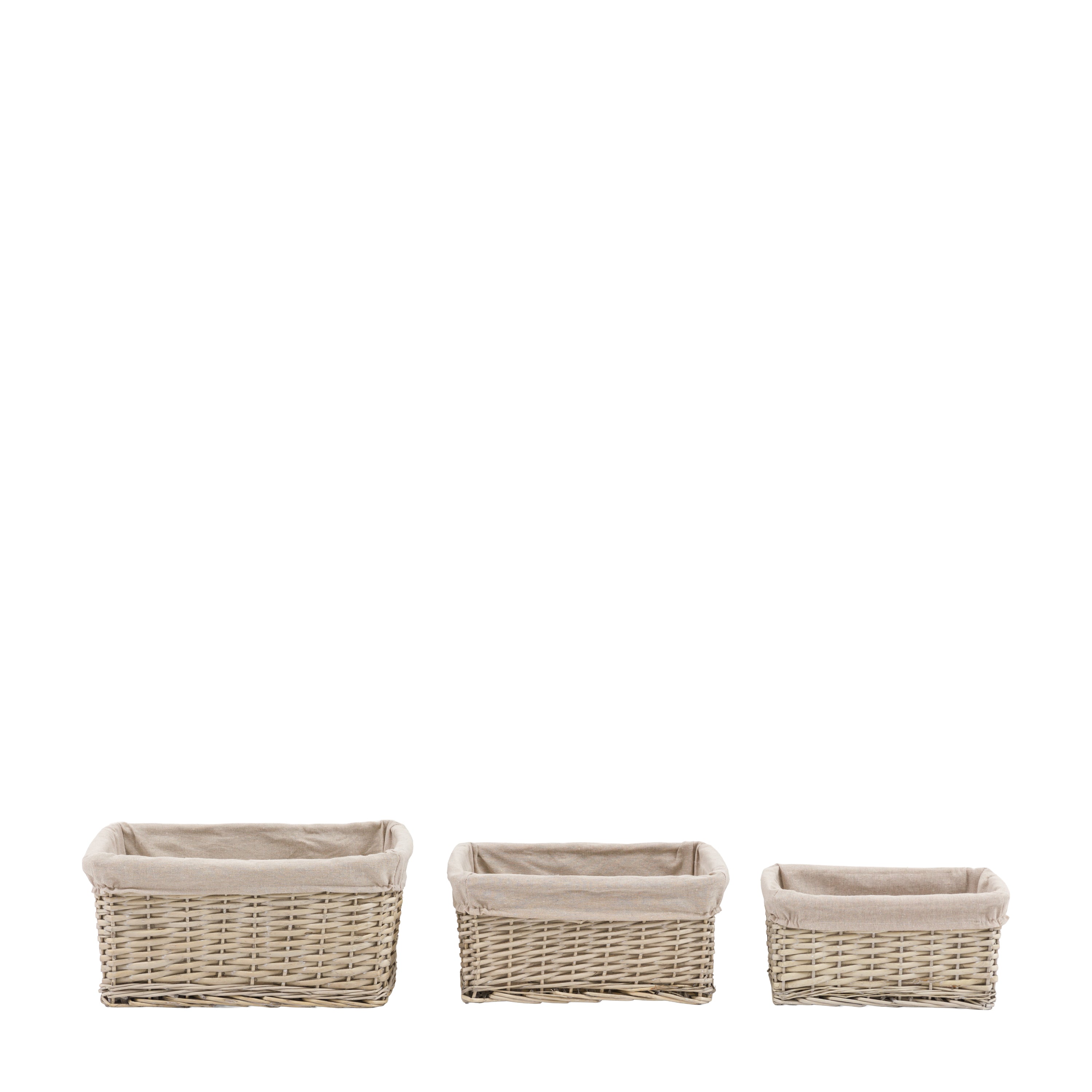 Sylva Sq Lined Basket Grey S/3