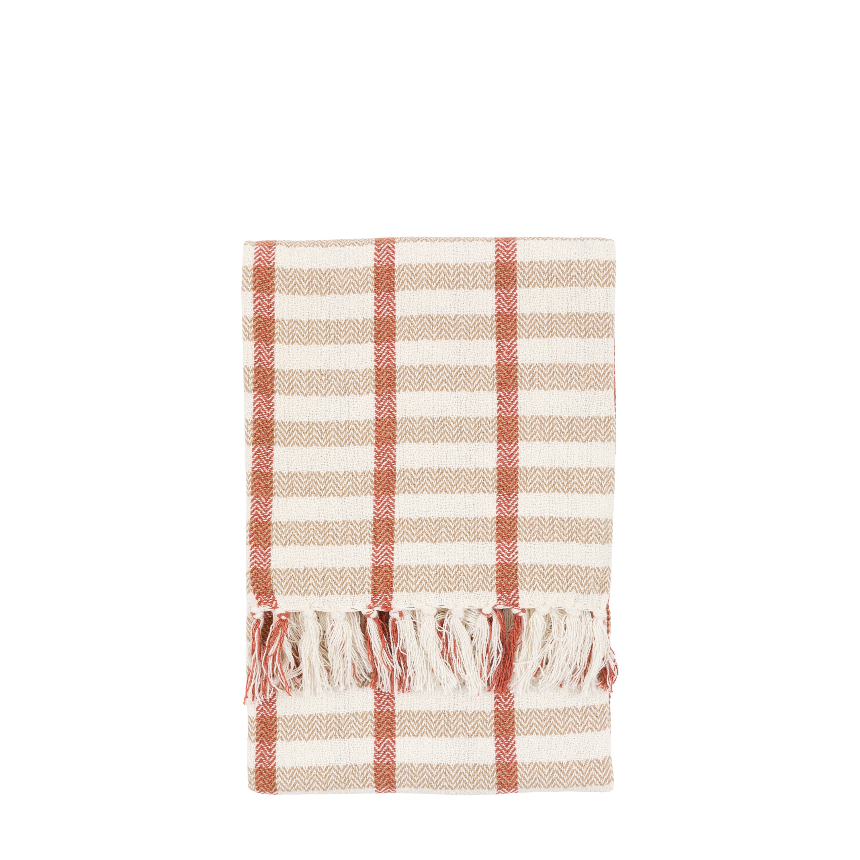 Arvo Grid Woven Throw Rust / Natural