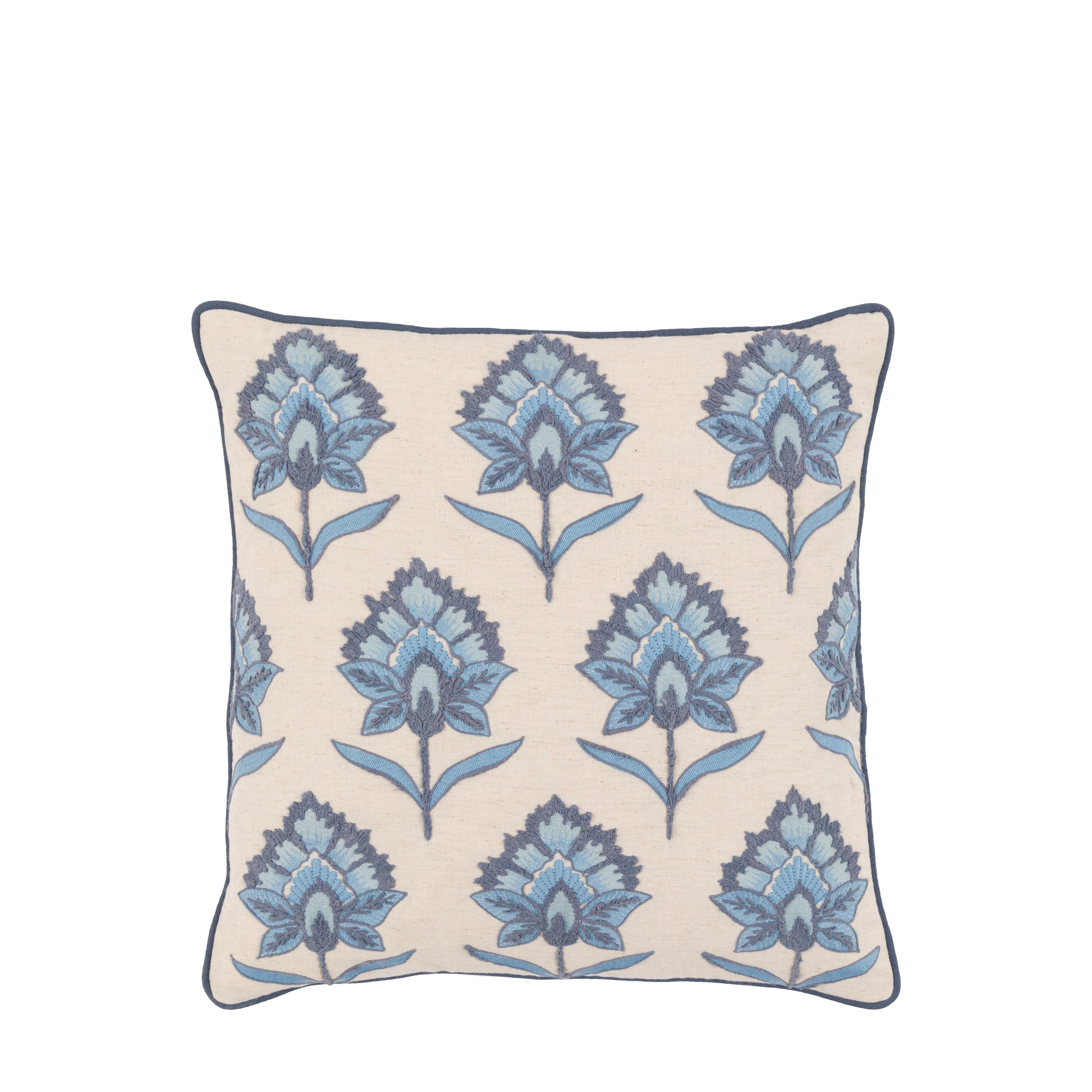 Fleur Embroidered Cushion Ink Blue mnm
